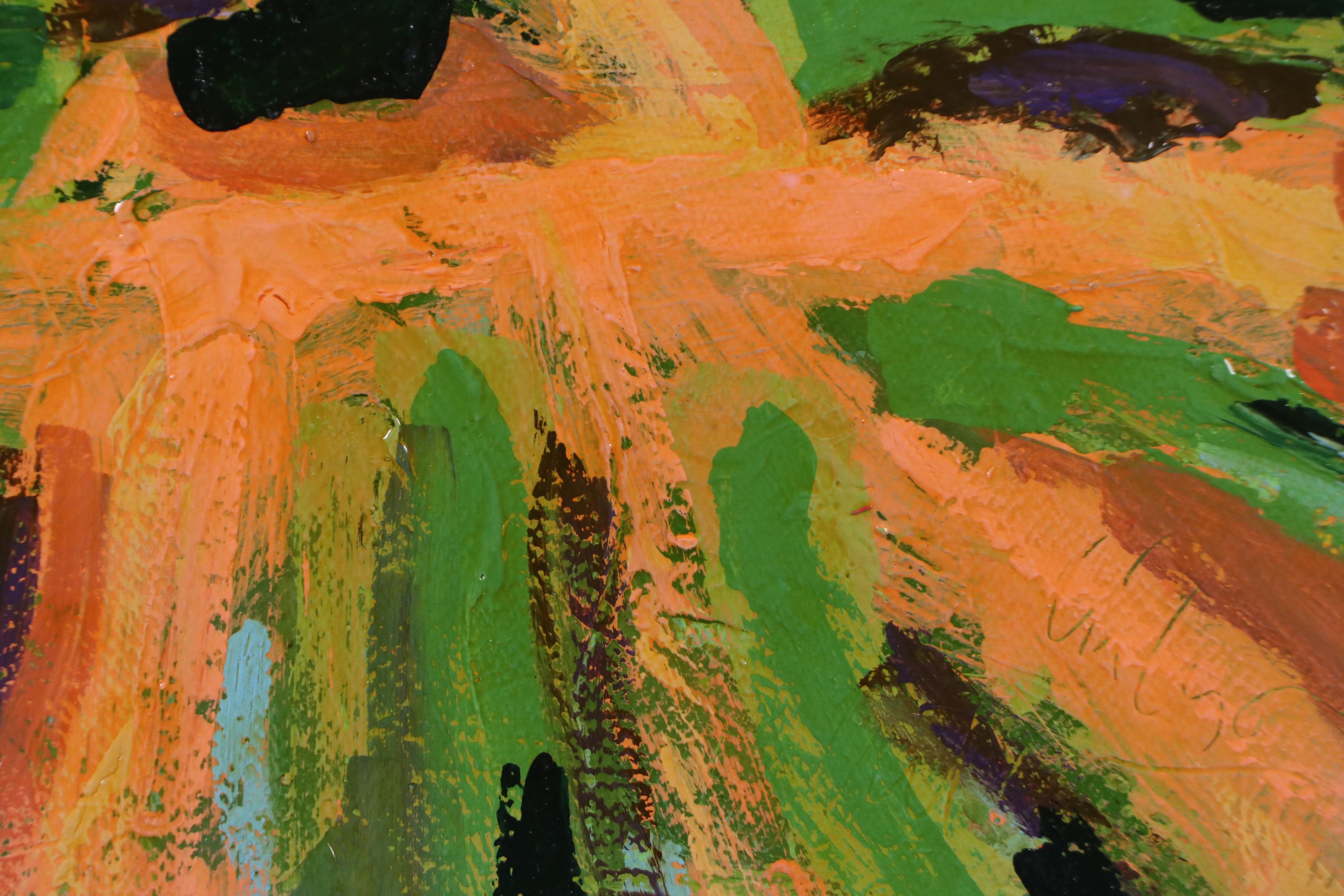 Harry Hilson Modernist Landscape Acrylic Painting, Late 20th Century