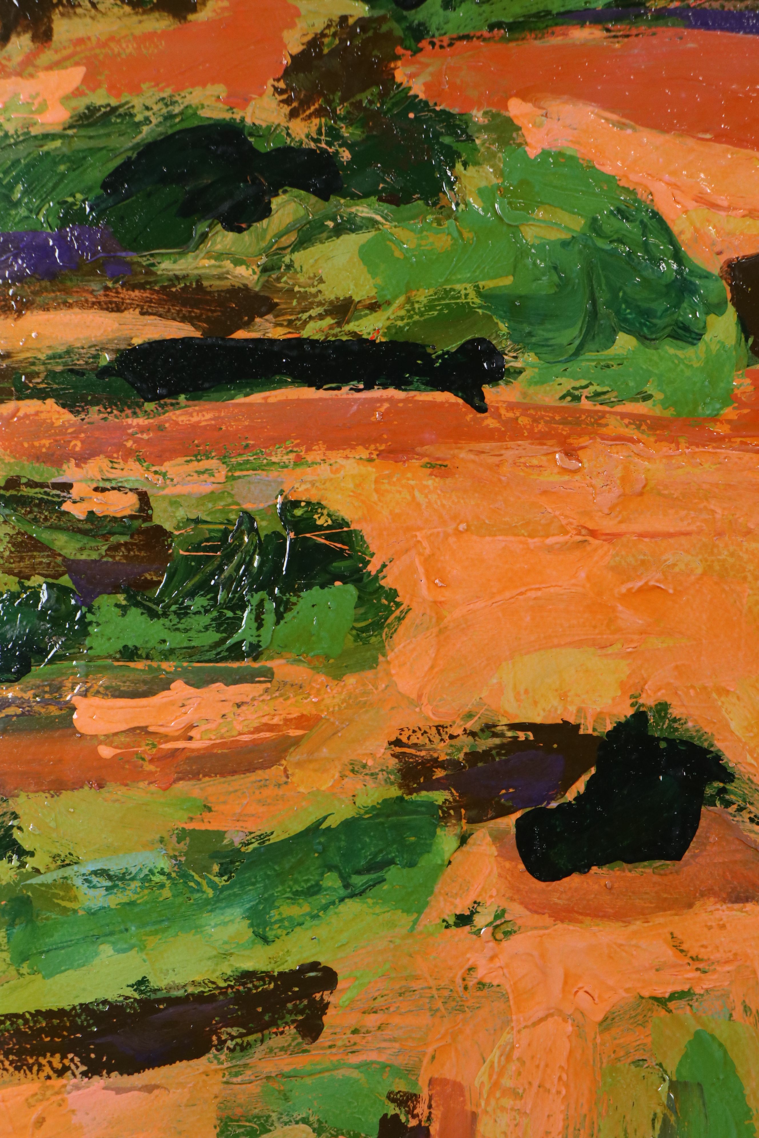 Harry Hilson Modernist Landscape Acrylic Painting, Late 20th Century