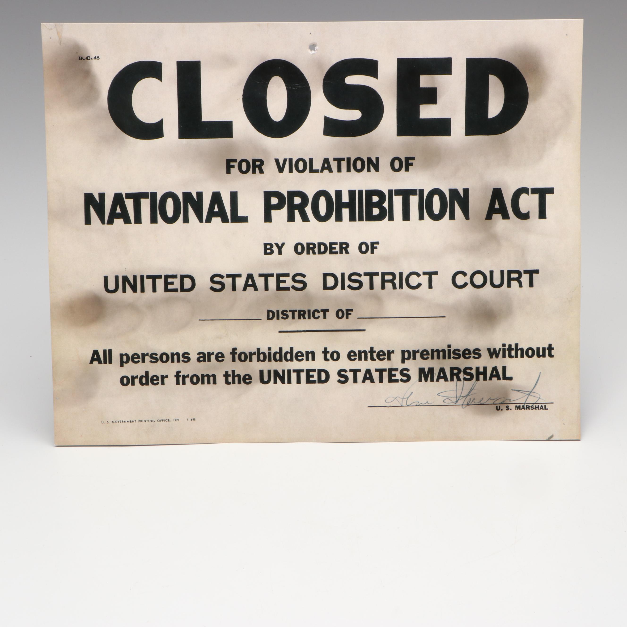 Prohibition Style Whisky Prescription Form with Reproduction Sign