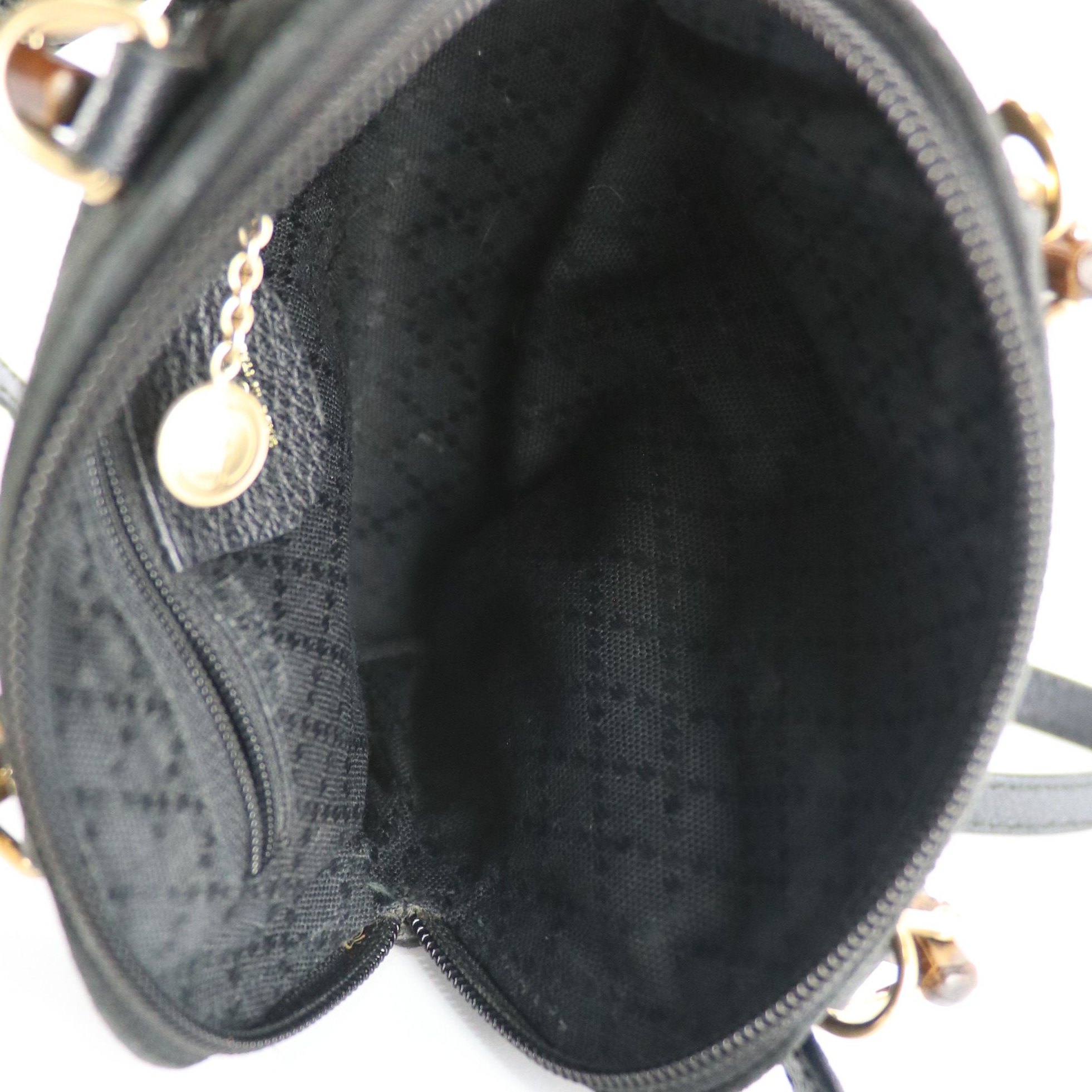 Gucci Mini Bamboo Handle Two-Way Bag in Black Suede and Leather