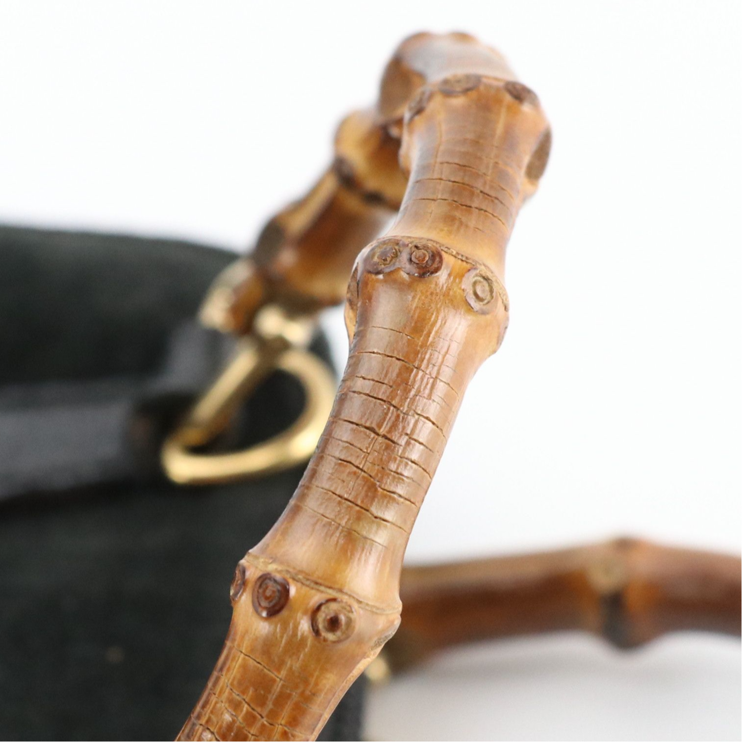 Gucci Mini Bamboo Handle Two-Way Bag in Black Suede and Leather