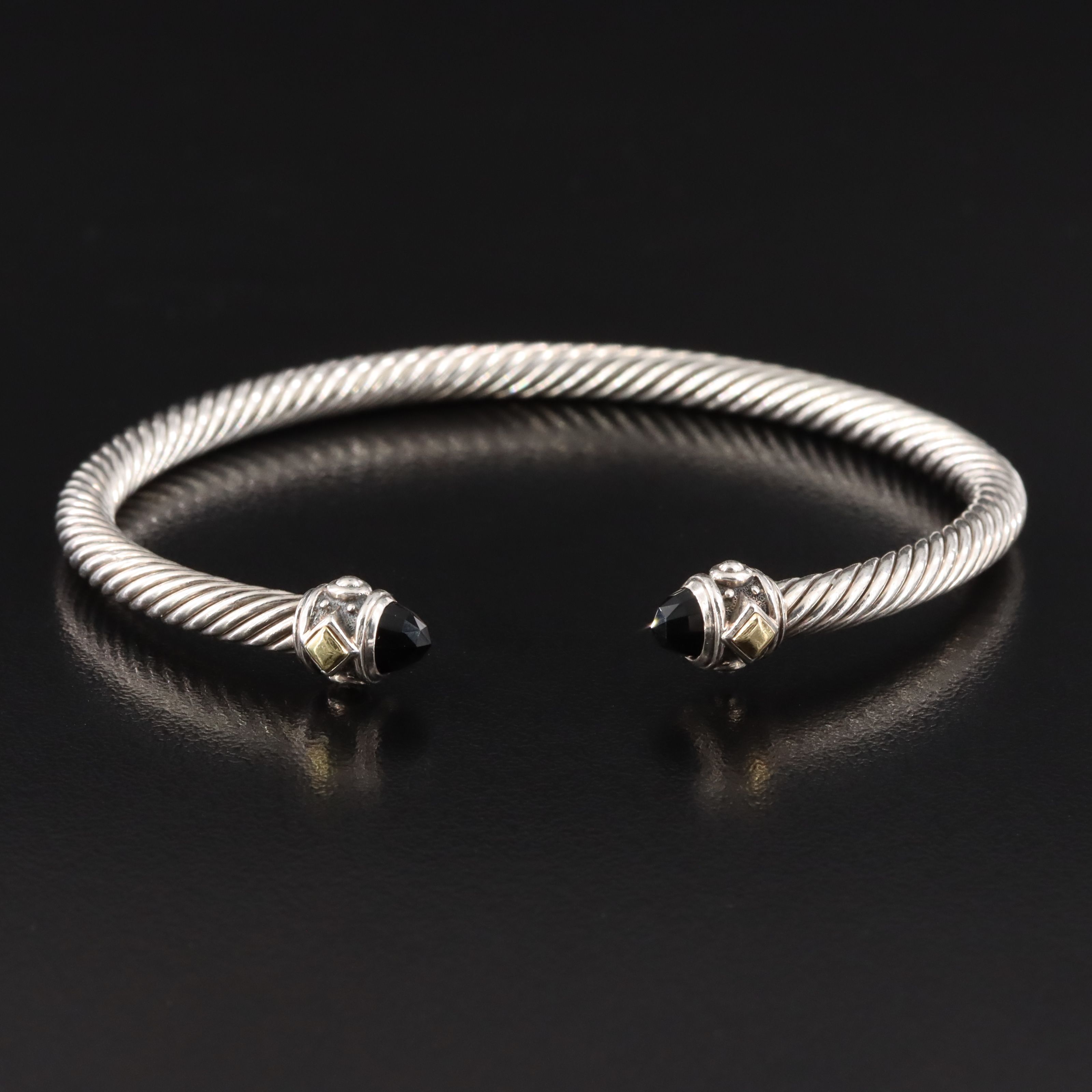 David Yurman Renaissance Sterling and Black Onyx Cuff Bracelet with 18K Accents
