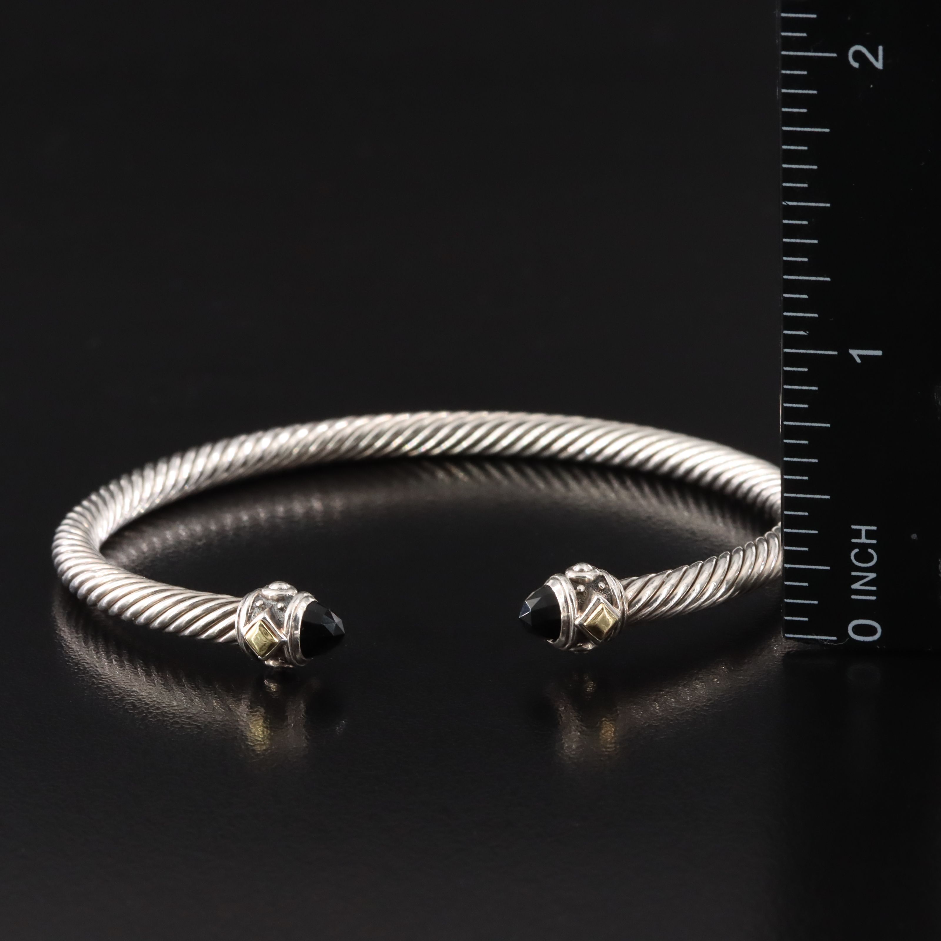 David Yurman Renaissance Sterling and Black Onyx Cuff Bracelet with 18K Accents