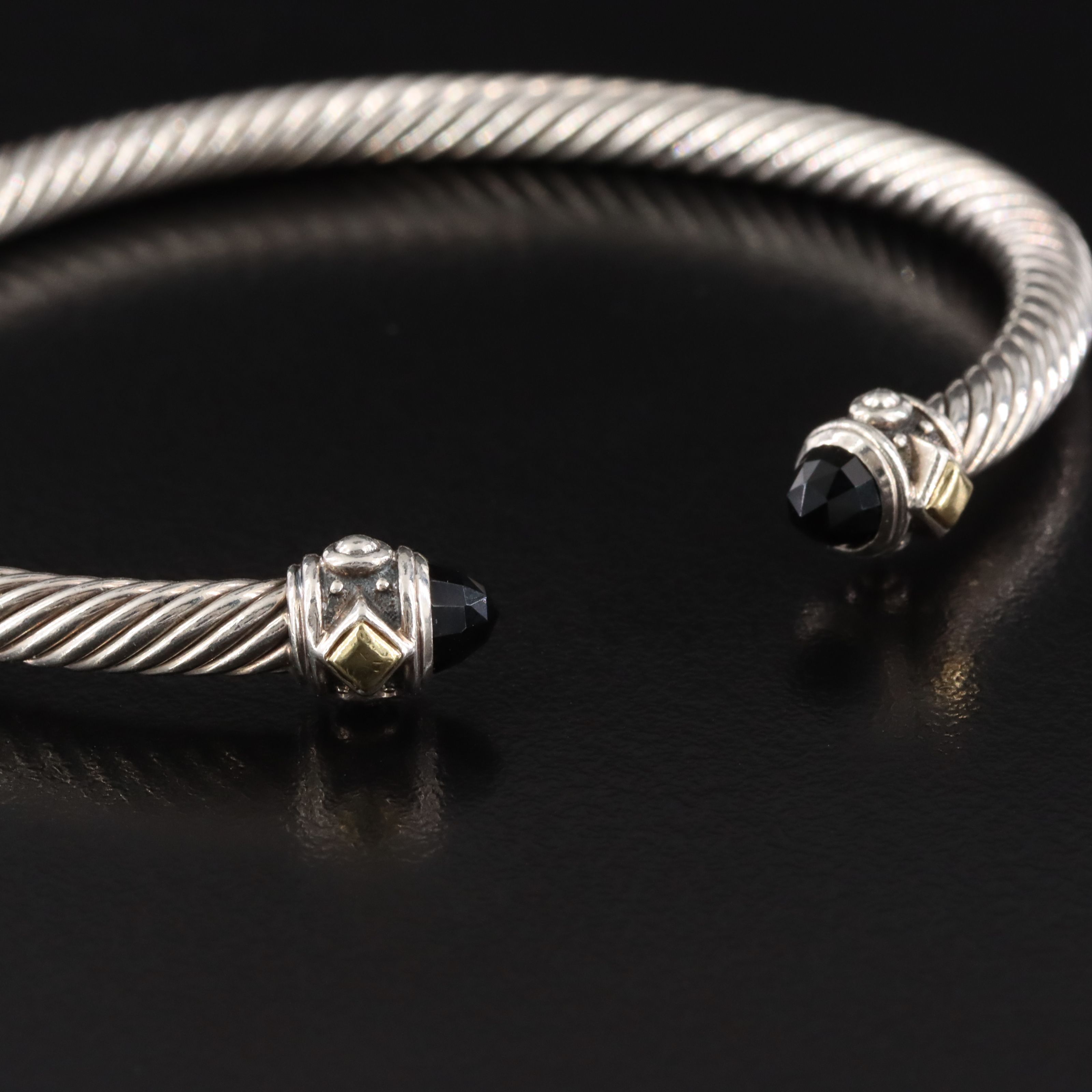 David Yurman Renaissance Sterling and Black Onyx Cuff Bracelet with 18K Accents