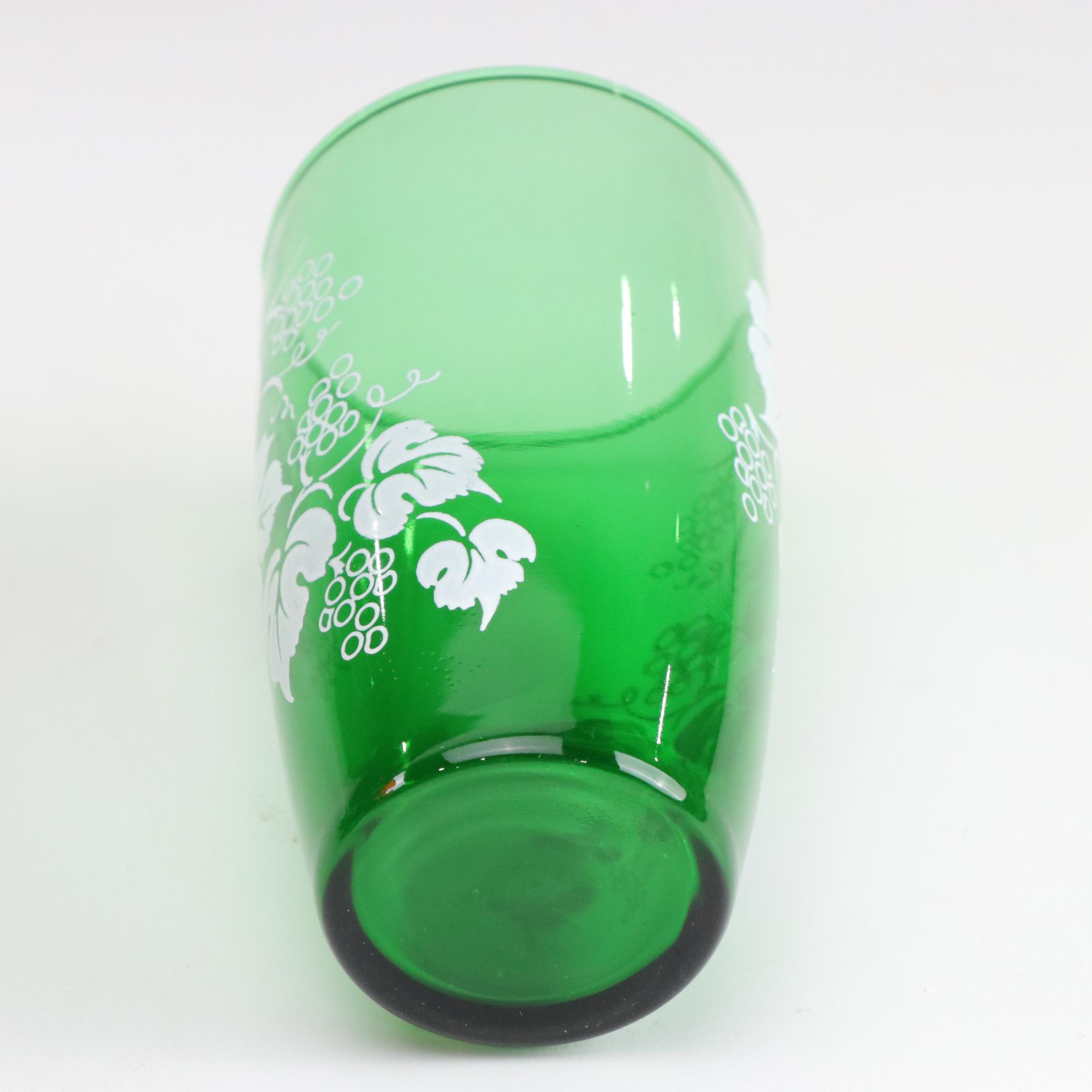 Anchor Hocking "Grape" Green & Royal Ruby Depression Glass Flat Tumblers