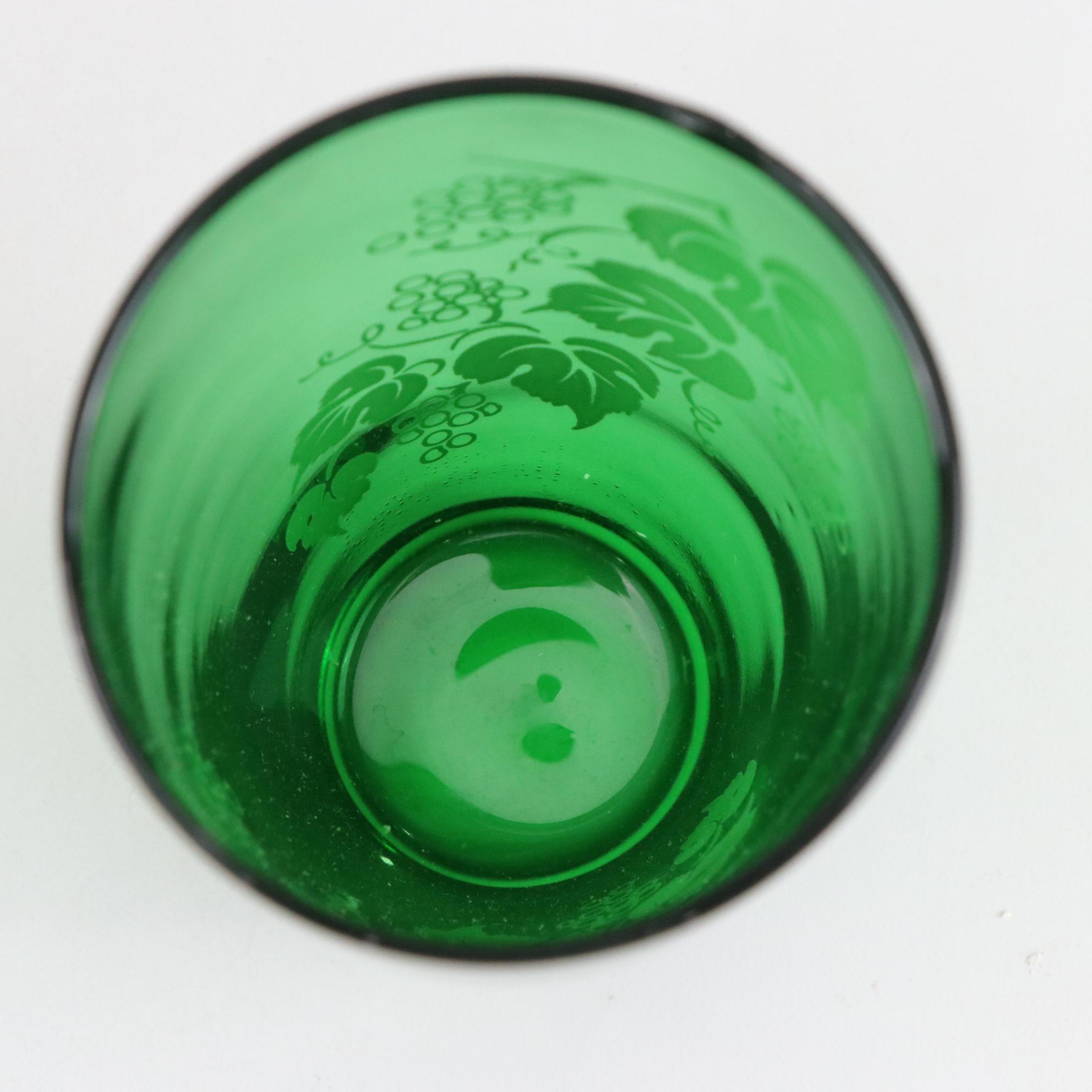 Anchor Hocking "Grape" Green & Royal Ruby Depression Glass Flat Tumblers