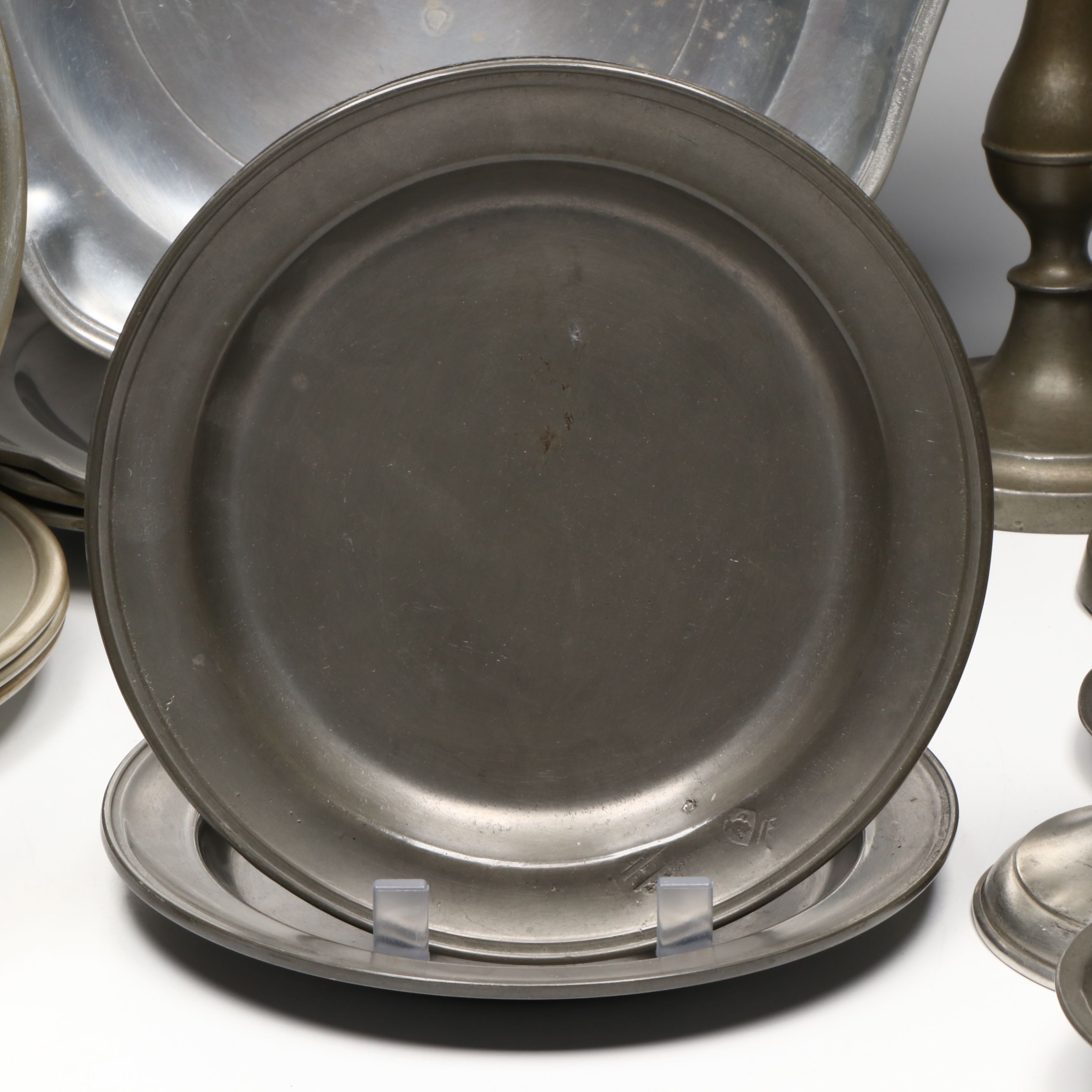 Stieff "Williamsburg", Kayserzinn and More Pewter Tableware and Candle Holders