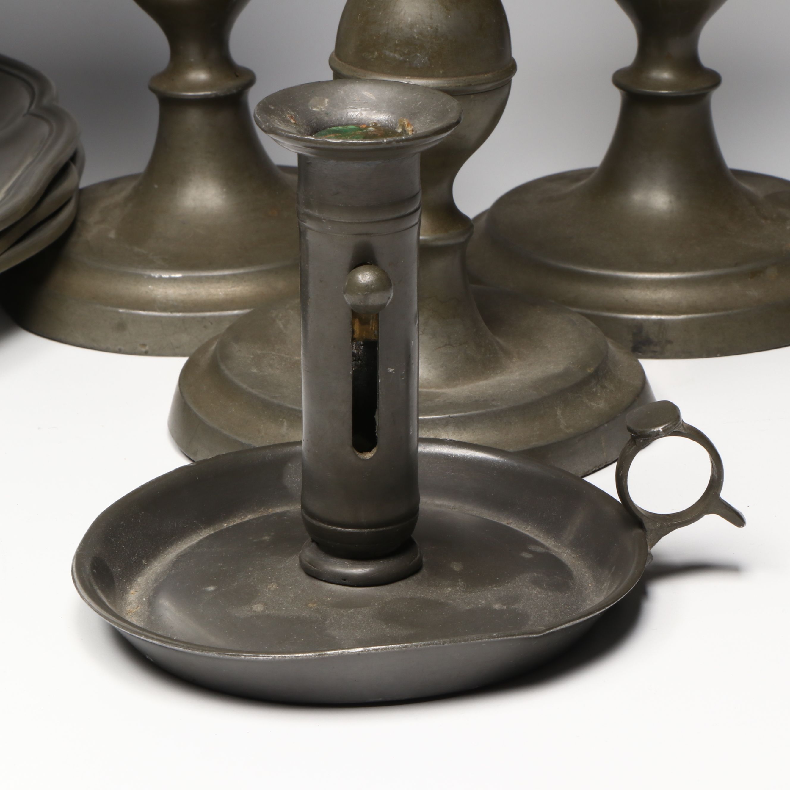 Stieff "Williamsburg", Kayserzinn and More Pewter Tableware and Candle Holders