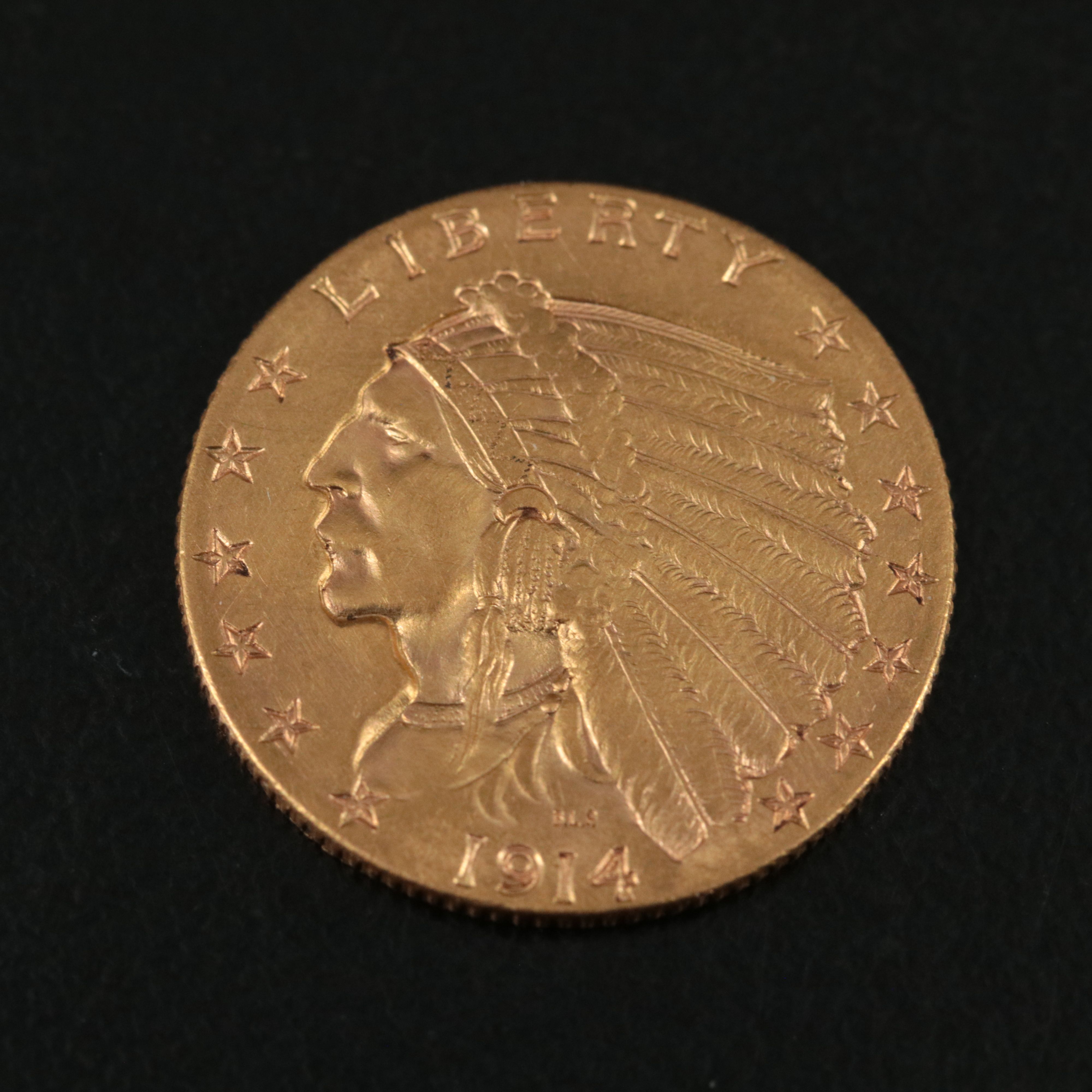 1914 Indian Two and One Half Dollar Gold Coin