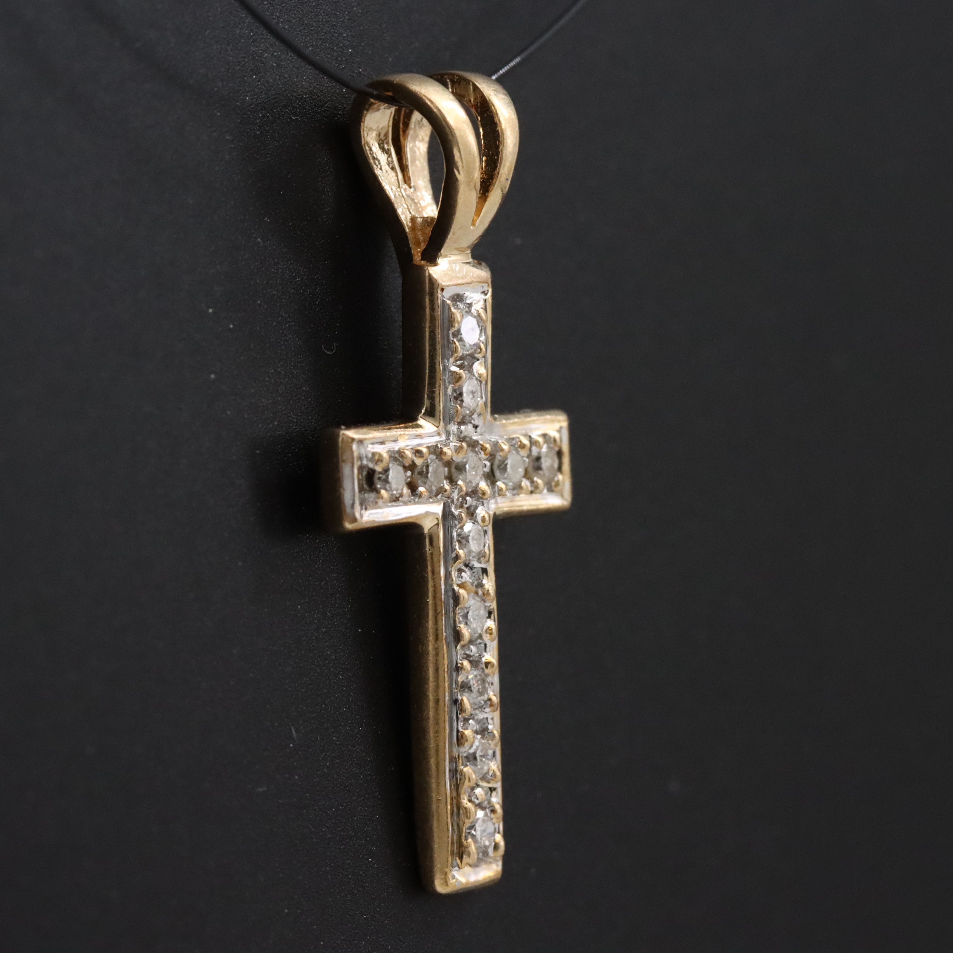 14K 0.12 CTW Diamond Cross Pendant