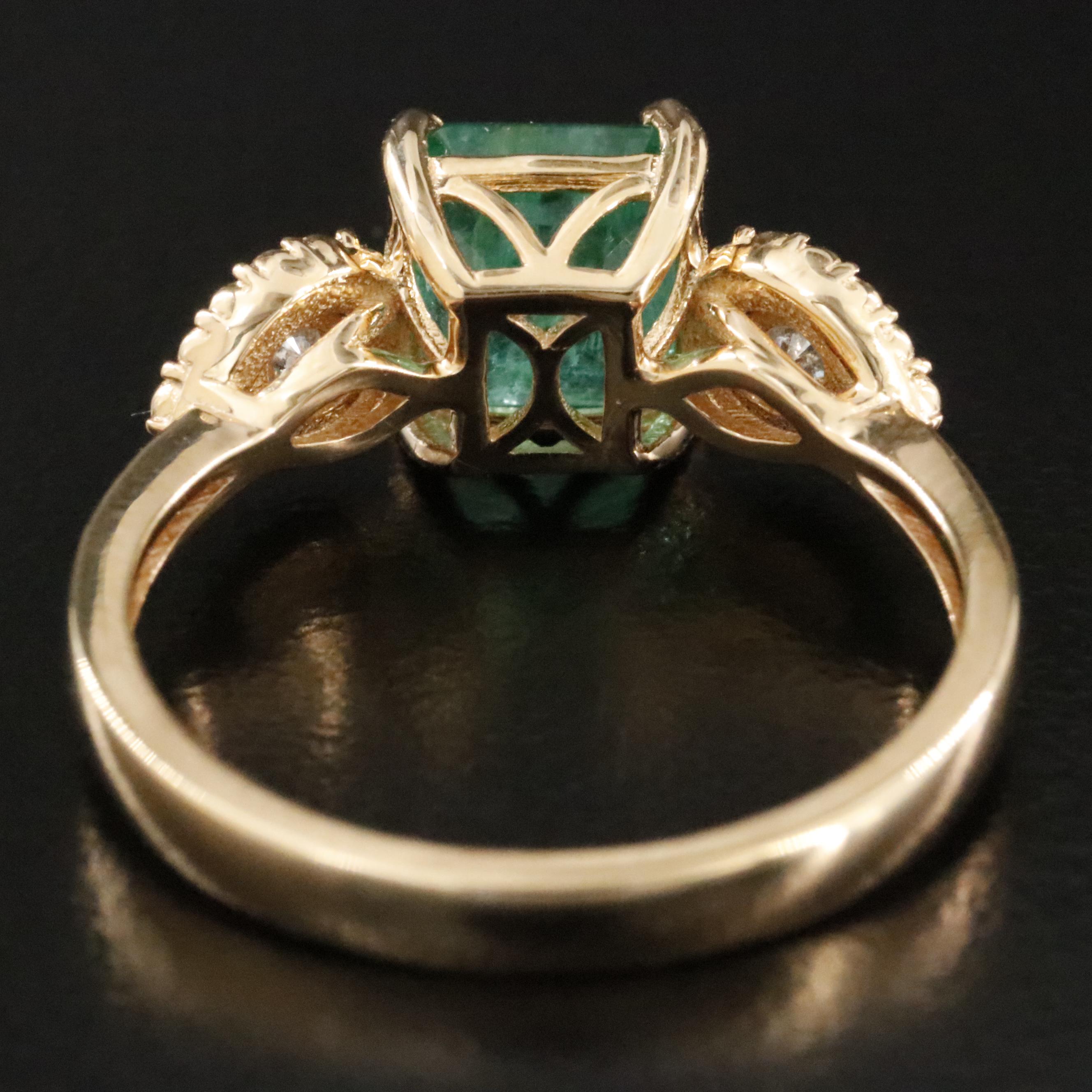 Sterling Emerald and Diamond Ring