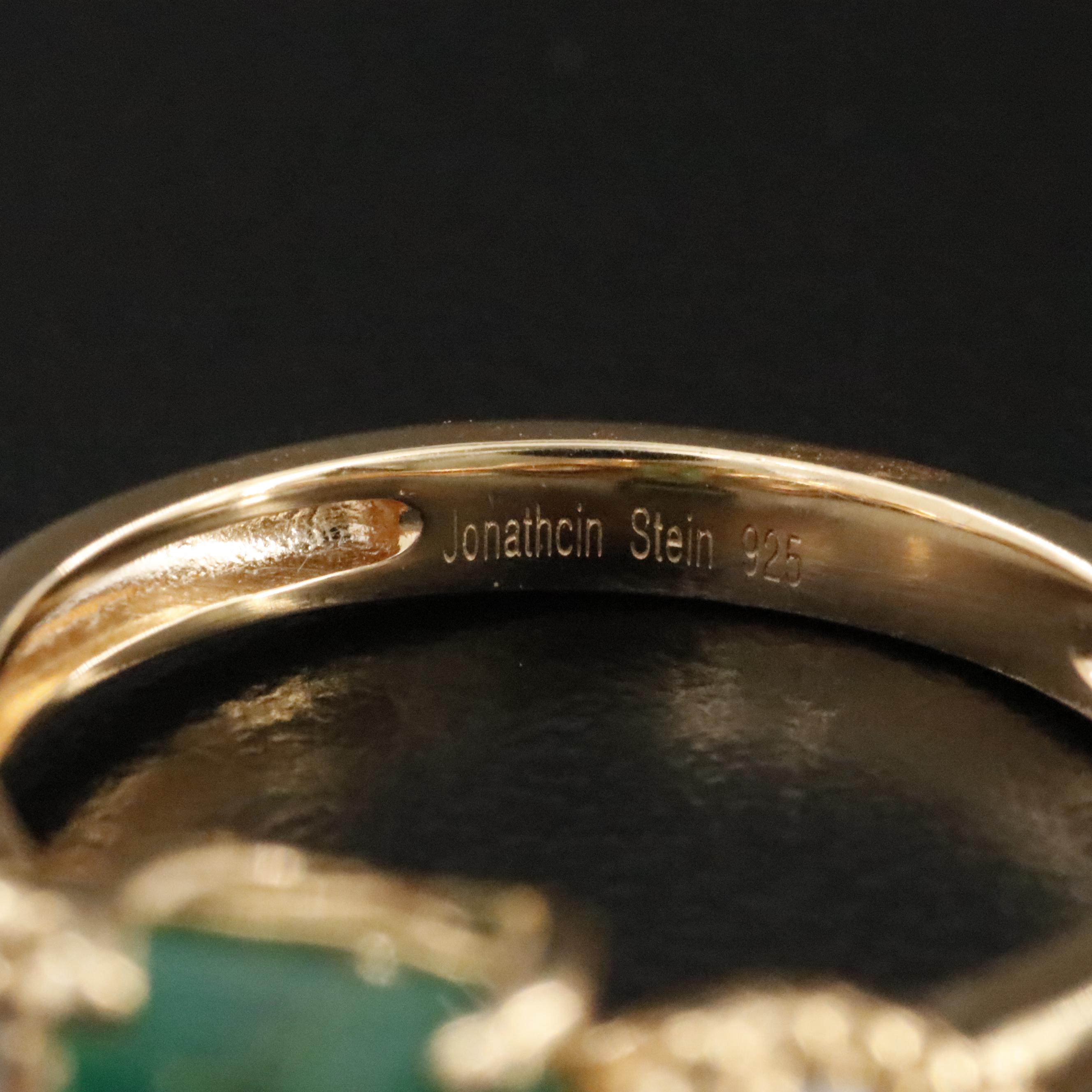 Sterling Emerald and Diamond Ring