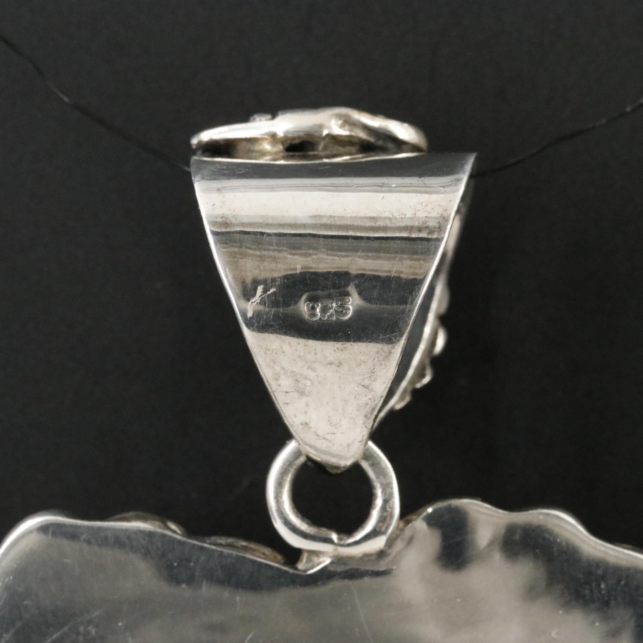 Sterling Aventurine Pendant with Feather Accents