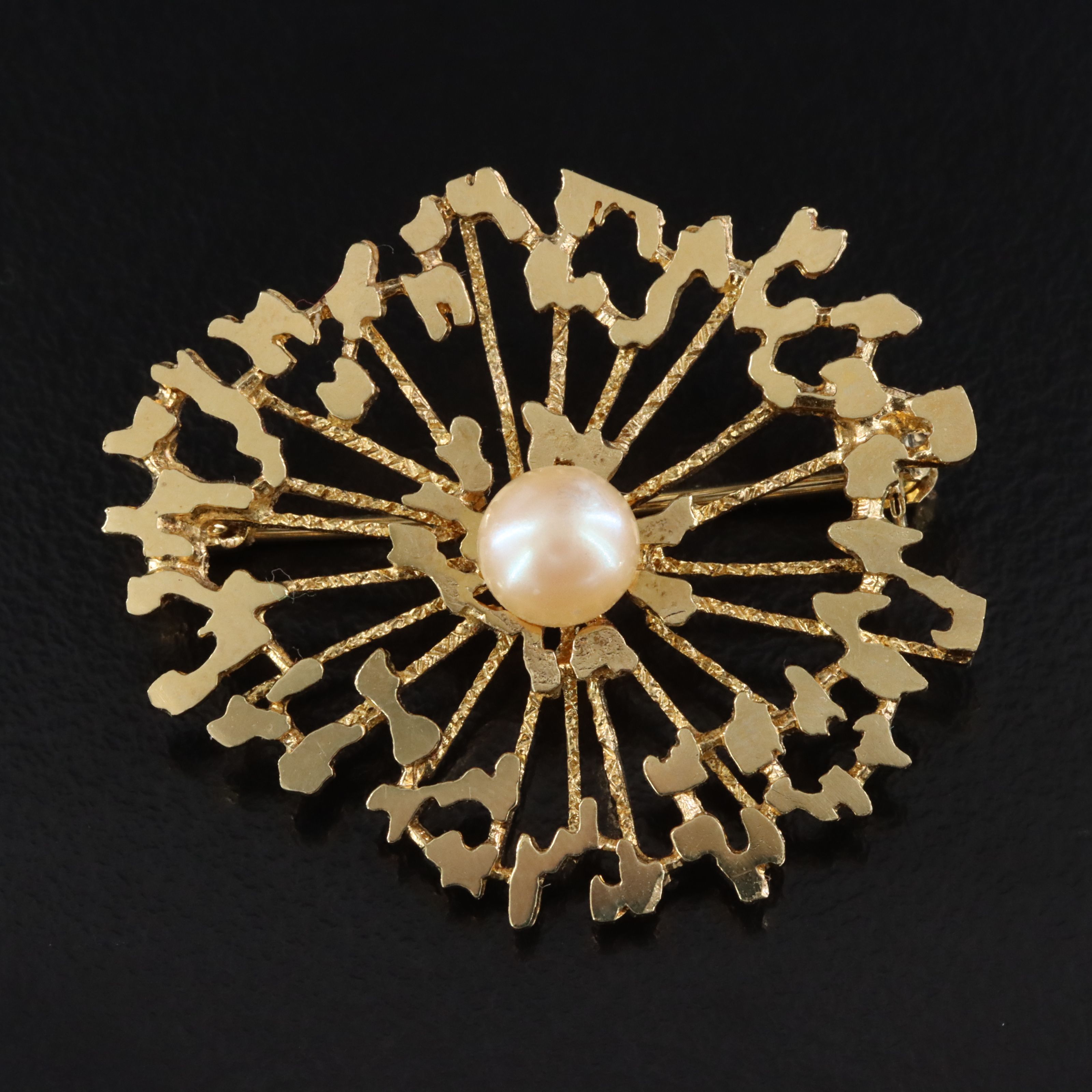 Biomorphic Brooch with Imitation Pearl