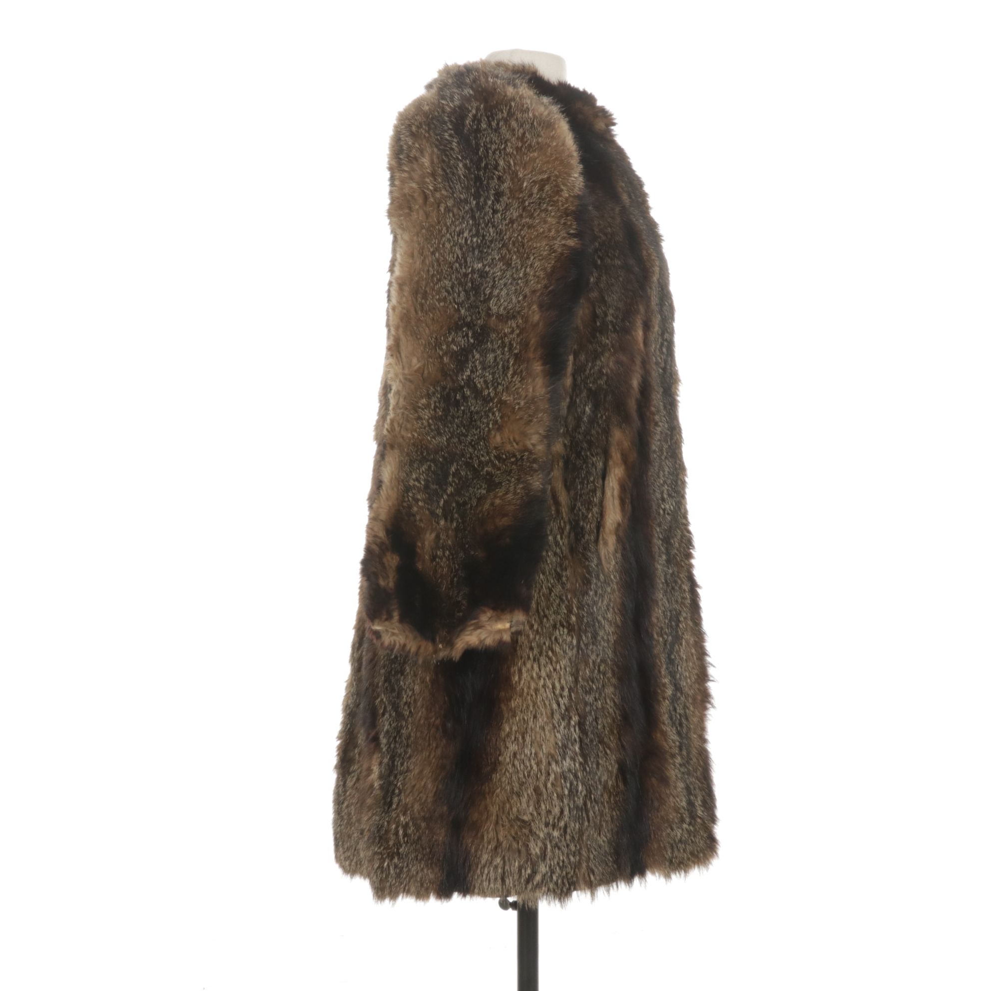 Raccoon Fur Coat with Vertical Stripes by Greens Furs