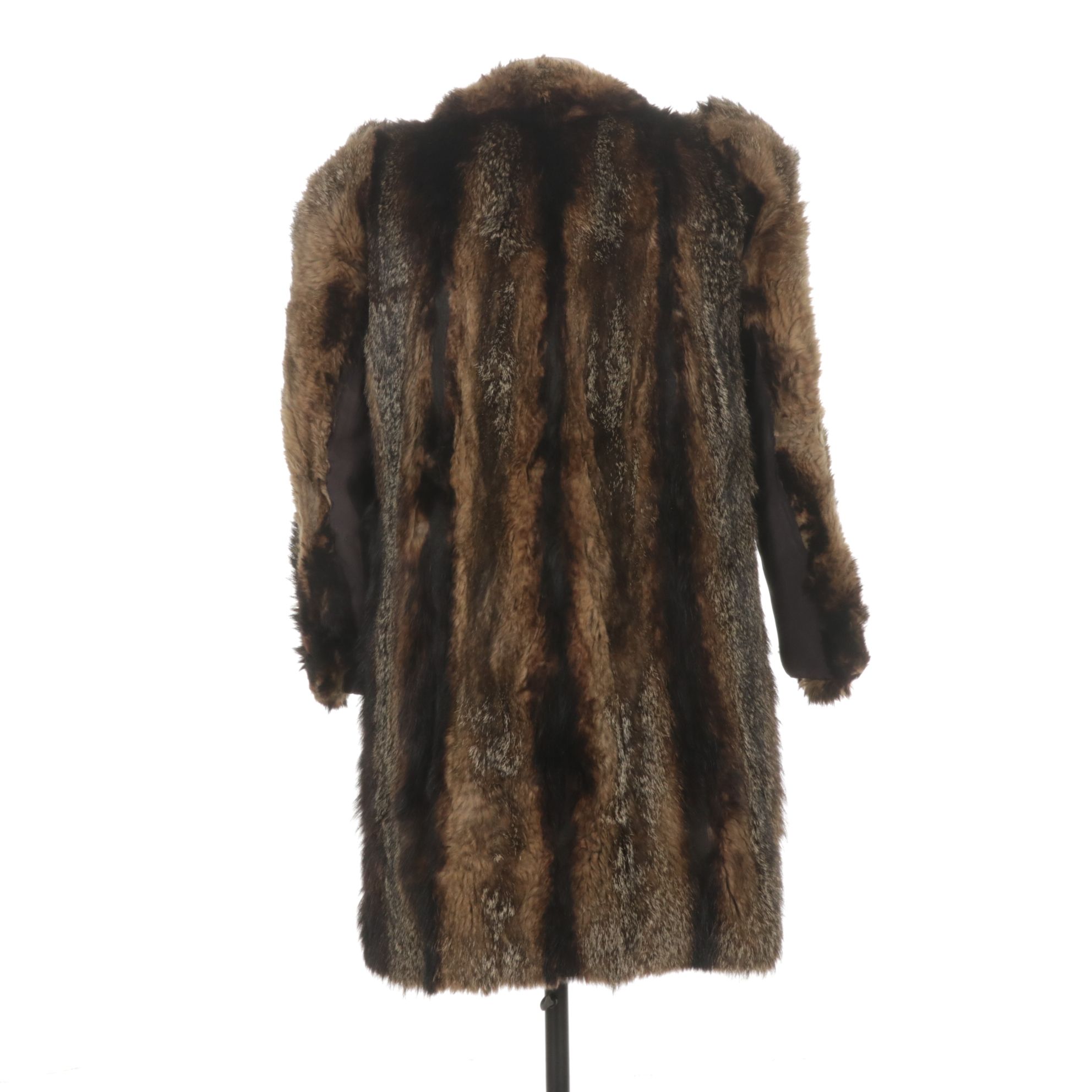 Raccoon Fur Coat with Vertical Stripes by Greens Furs