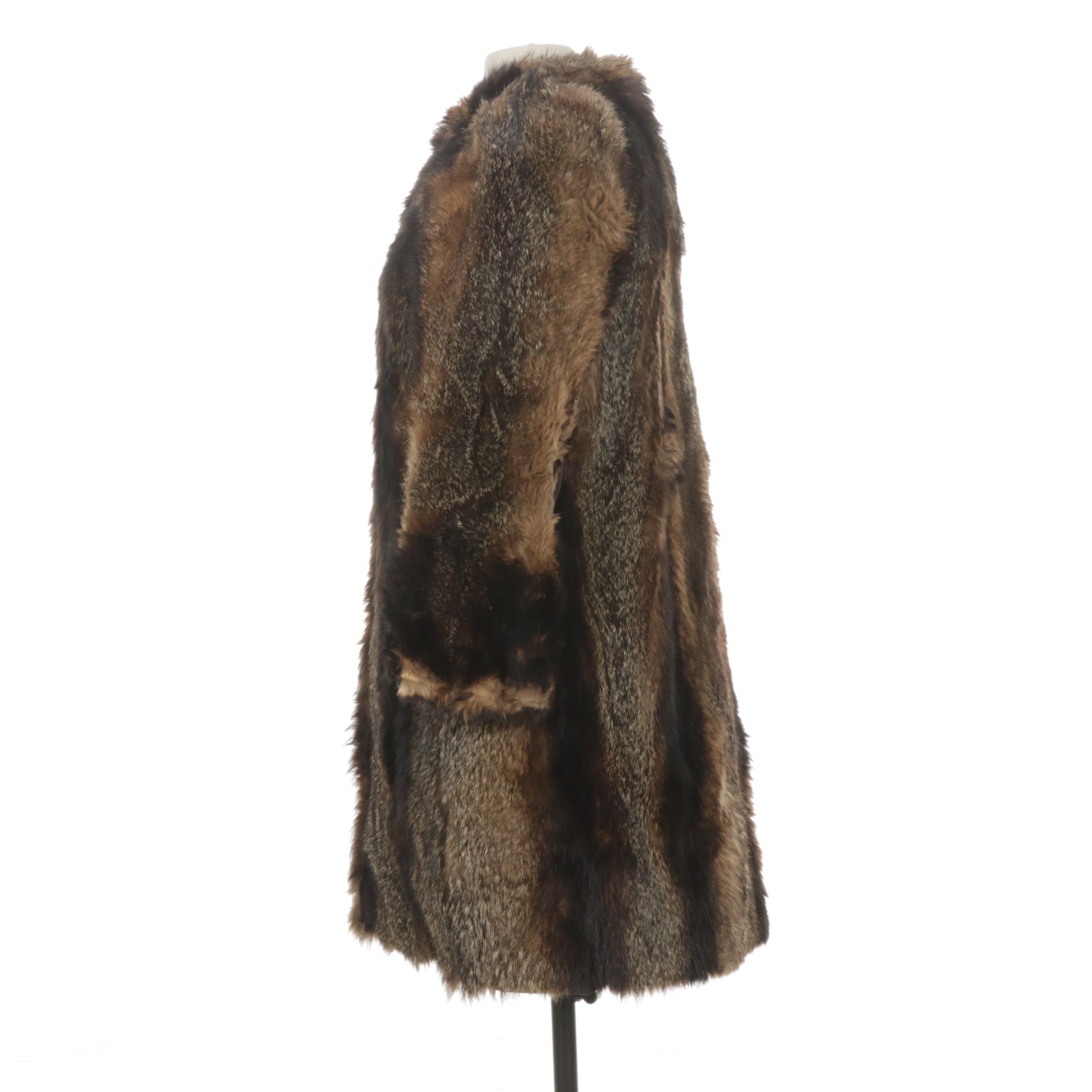 Raccoon Fur Coat with Vertical Stripes by Greens Furs