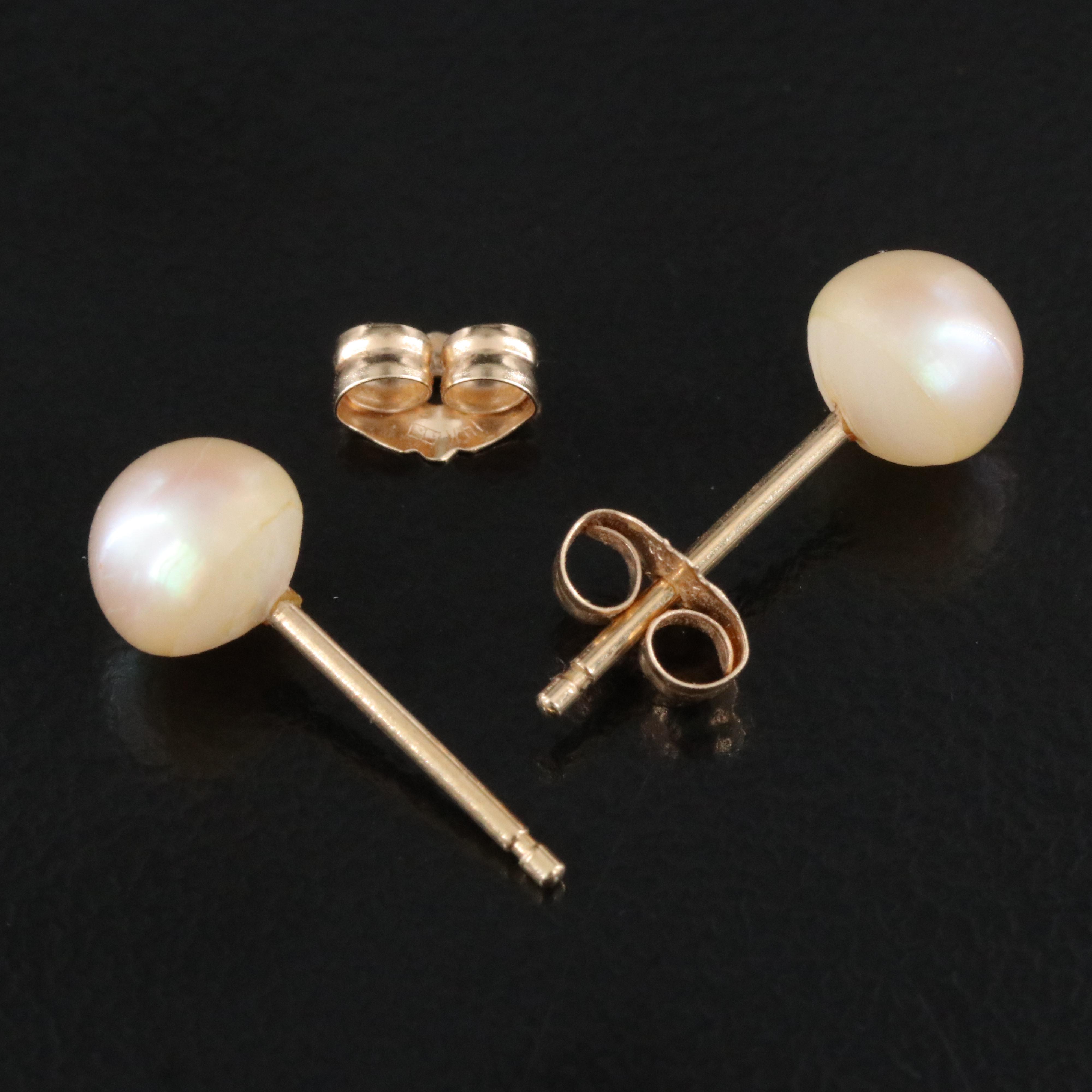 14K Pearl Stud Earrings