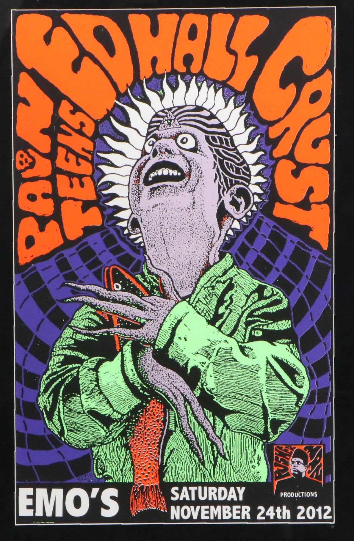 Frank Kozik "Pain Teens Ed Hall Crust" Screenprint Concert Poster