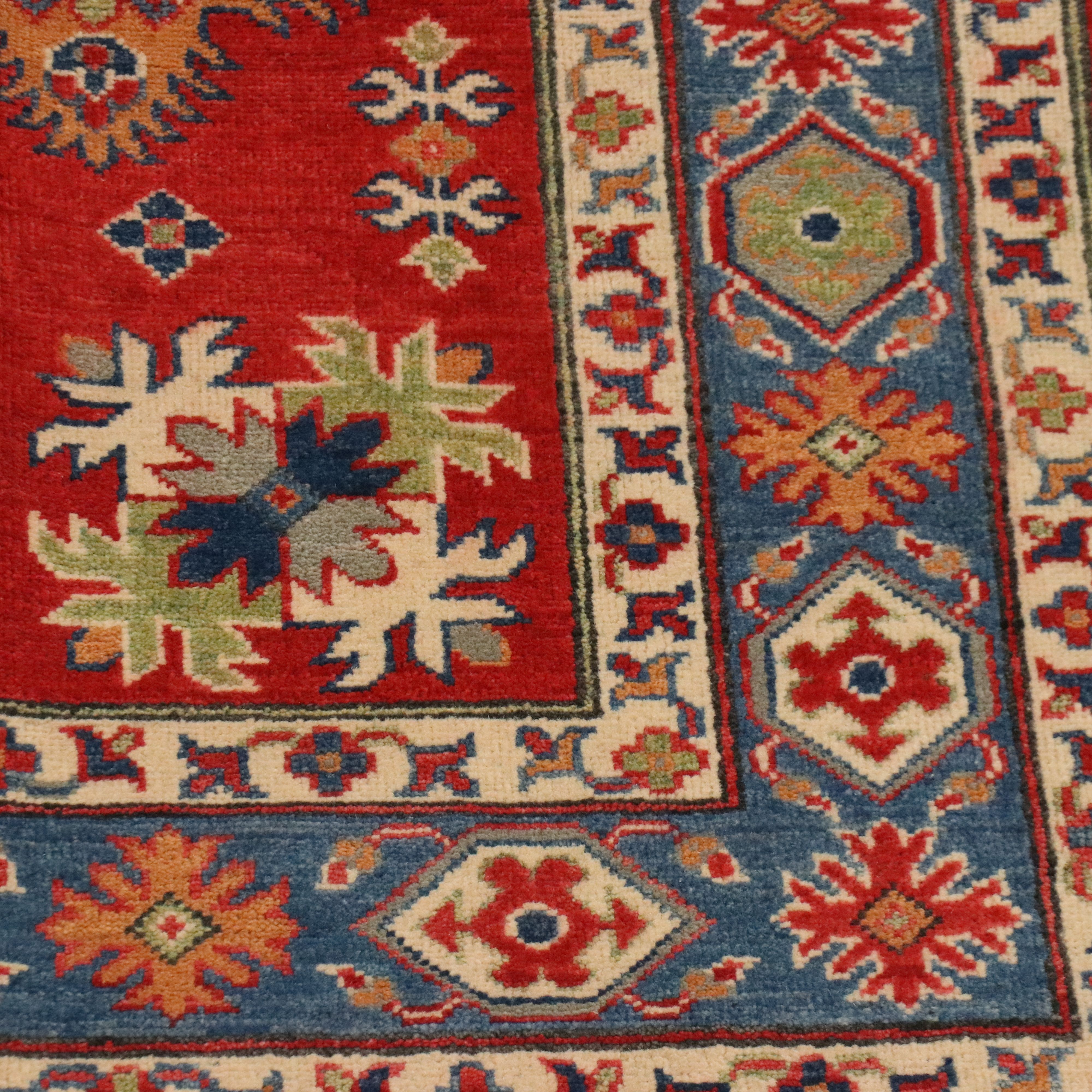 4'11 x 7'5 Hand-Knotted Afghan Kazak Area Rug