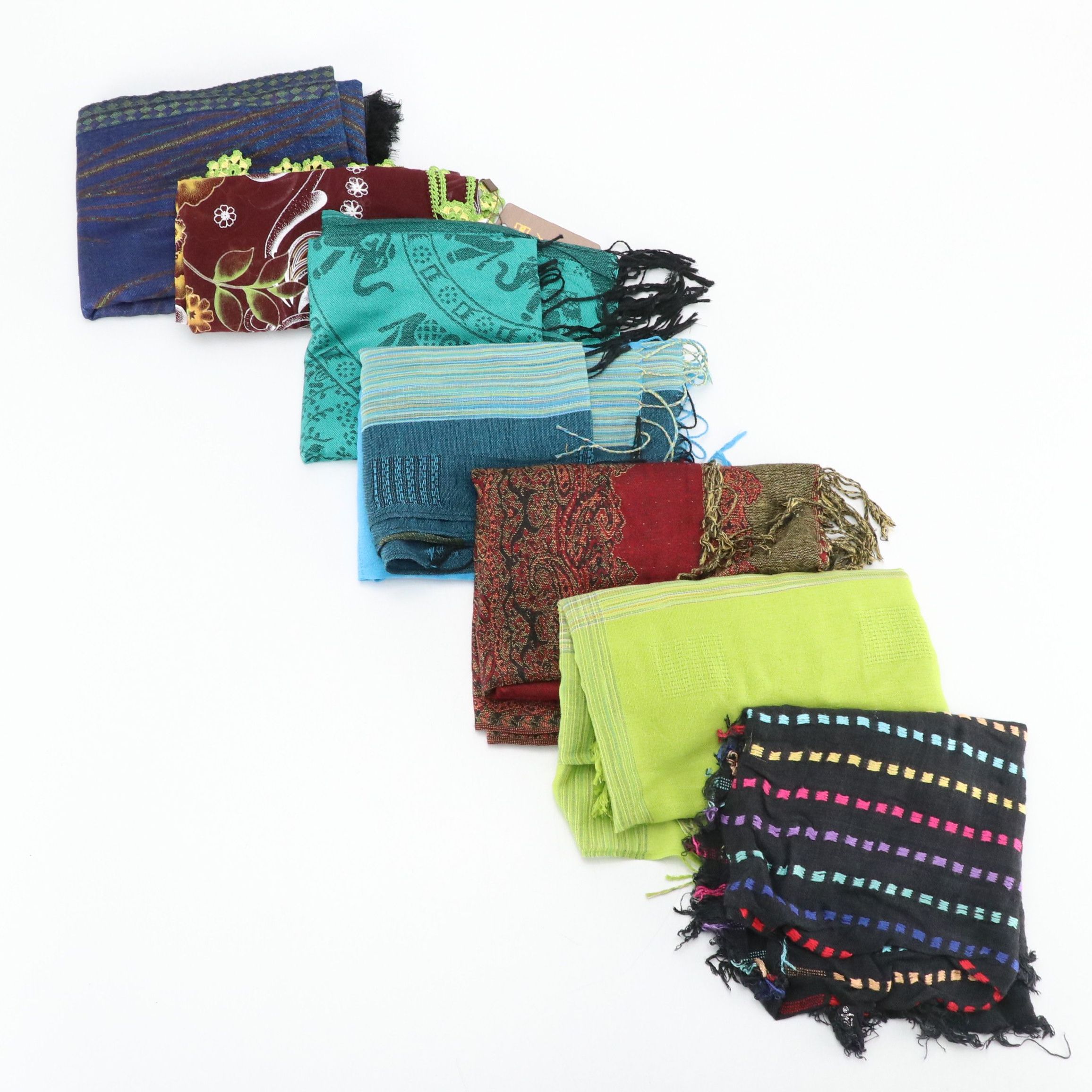 The Met Wool and Silk Blend with Pashmina and Other Fringe Scarves