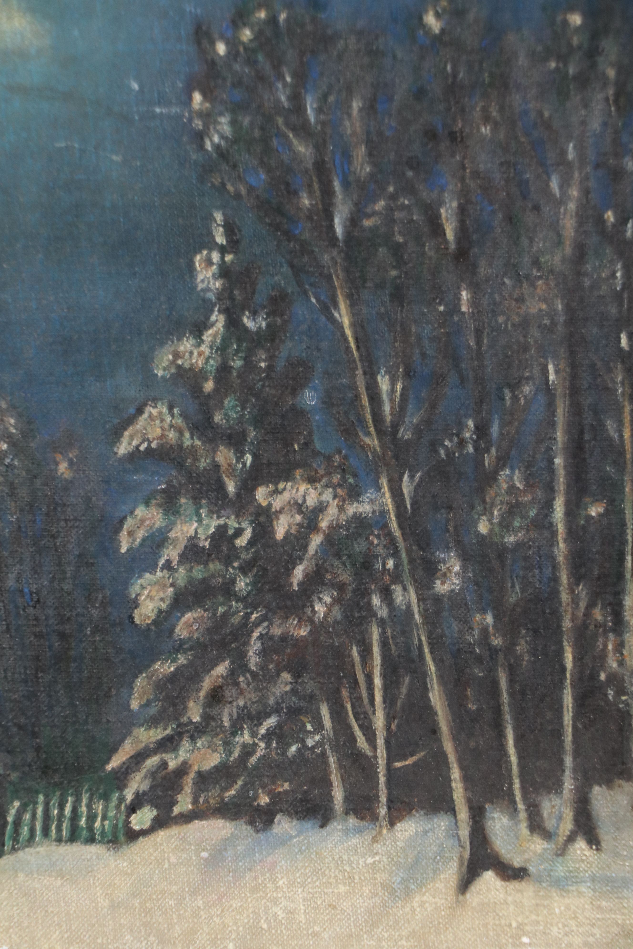 Oil Painting of Snowy Winter Night, 1941