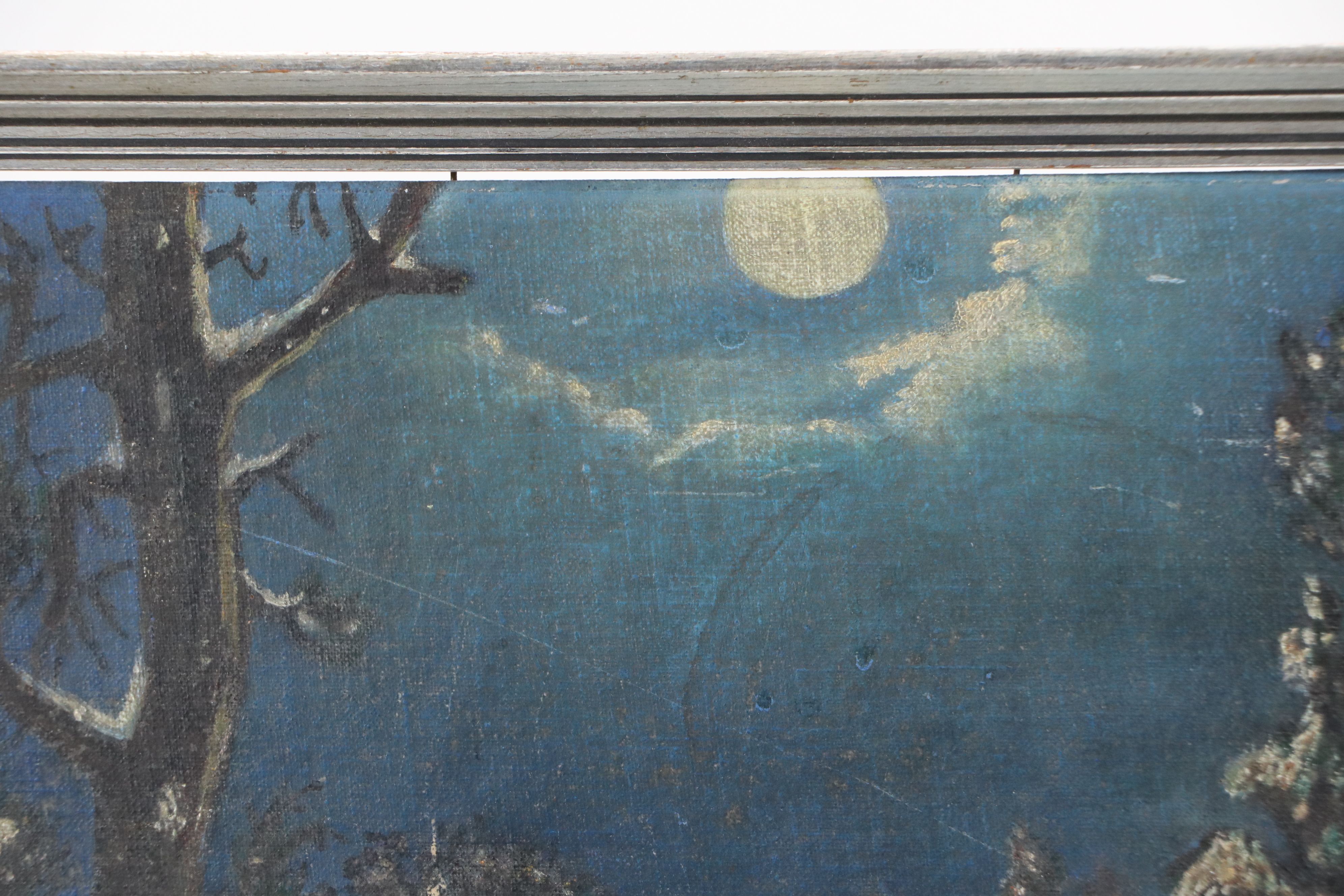 Oil Painting of Snowy Winter Night, 1941