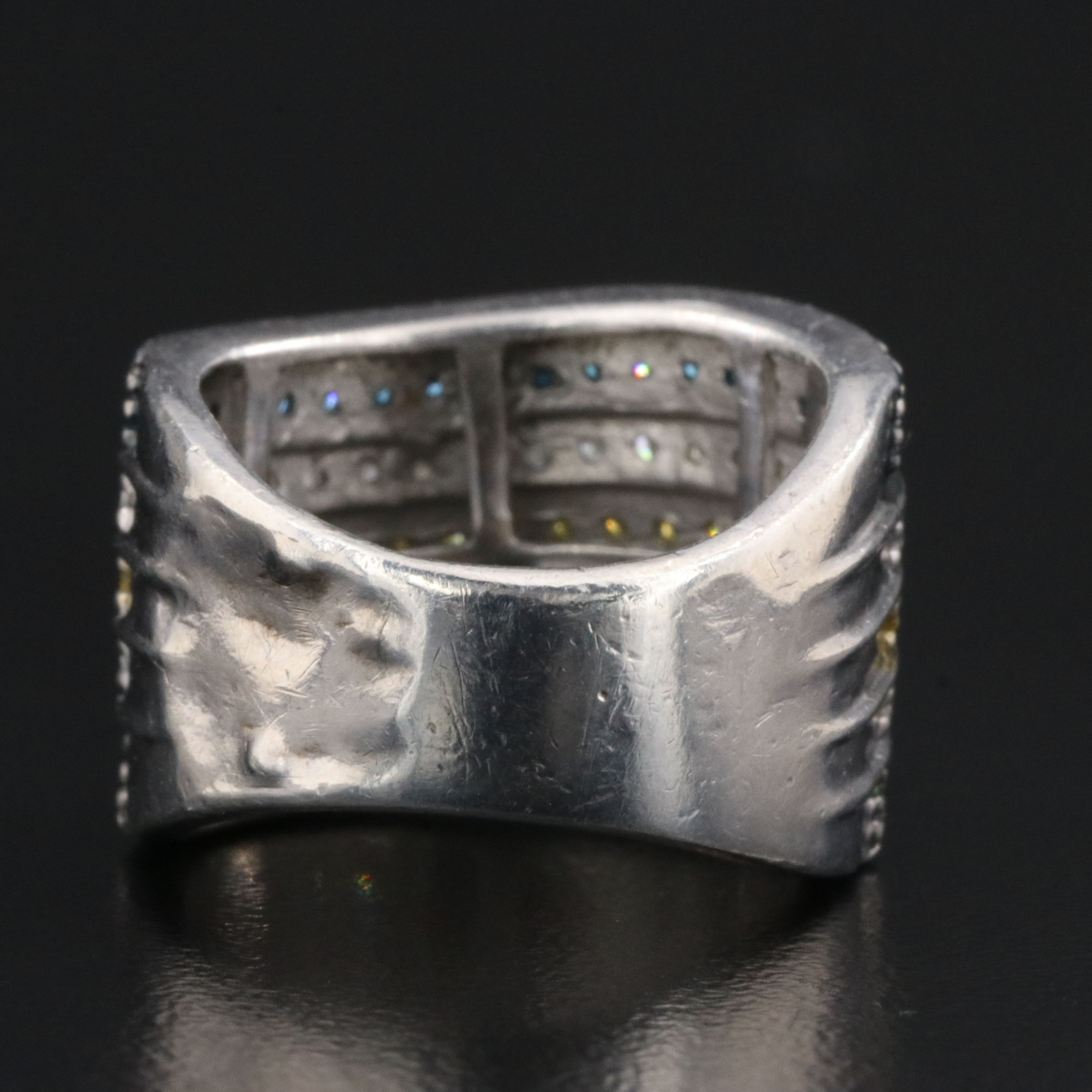 Sterling Diamond Wave Ring Including Fancy Diamonds