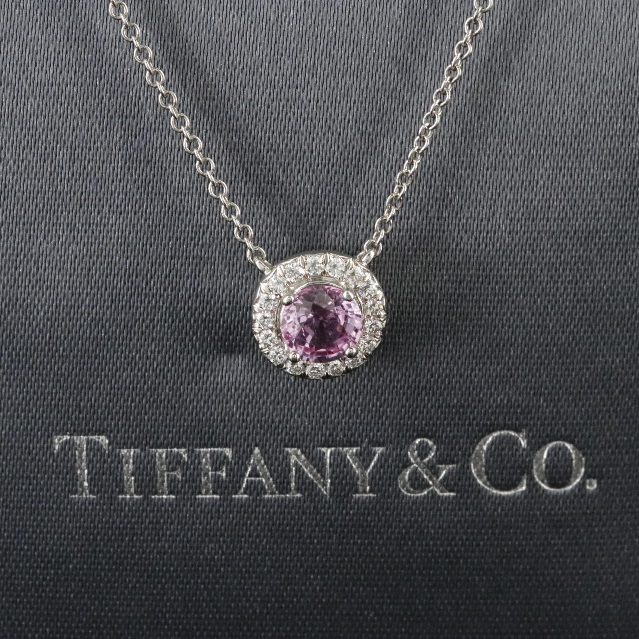 Tiffany & Co. Soleste Platinum Pink Sapphire and Diamond Necklace
