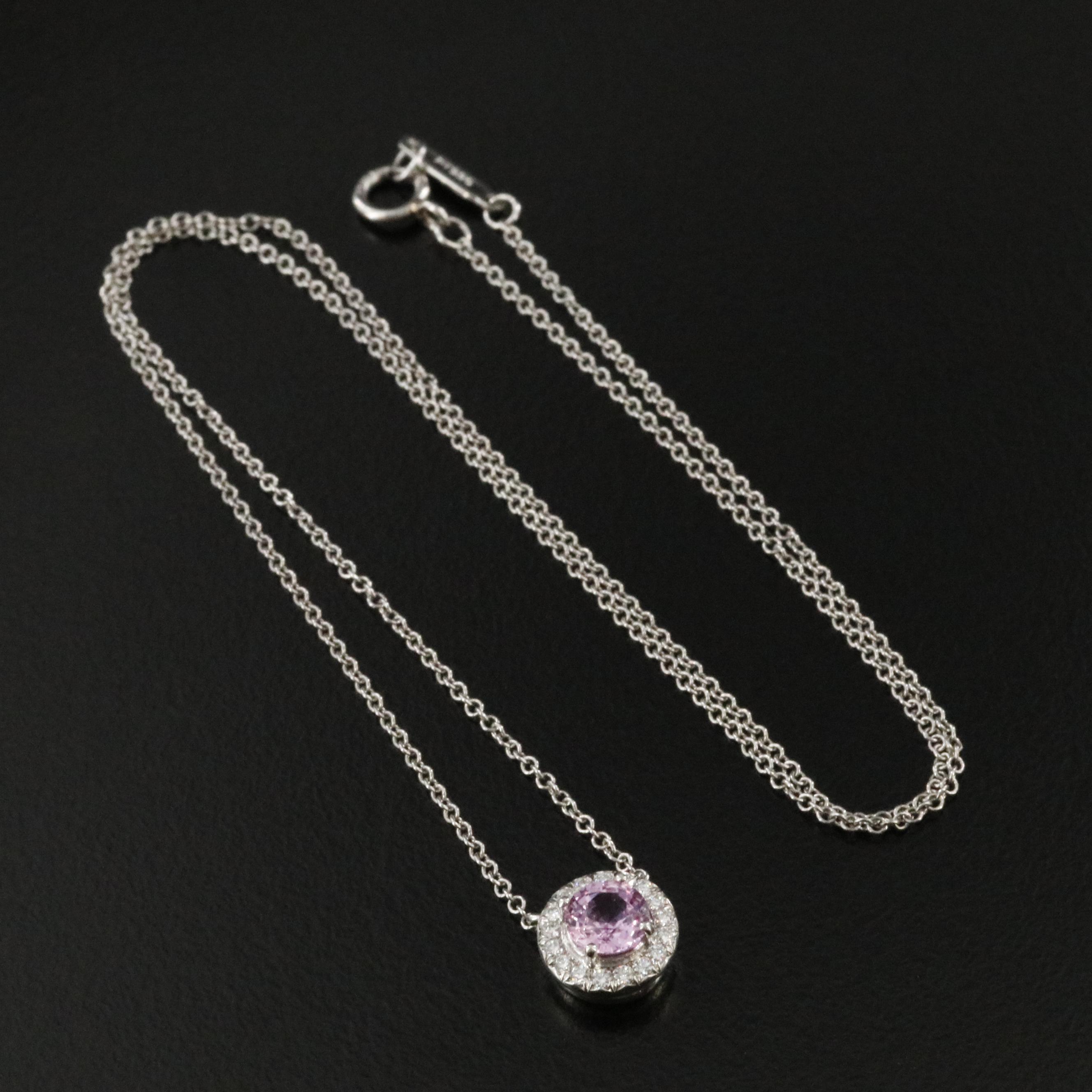 Tiffany & Co. Soleste Platinum Pink Sapphire and Diamond Necklace
