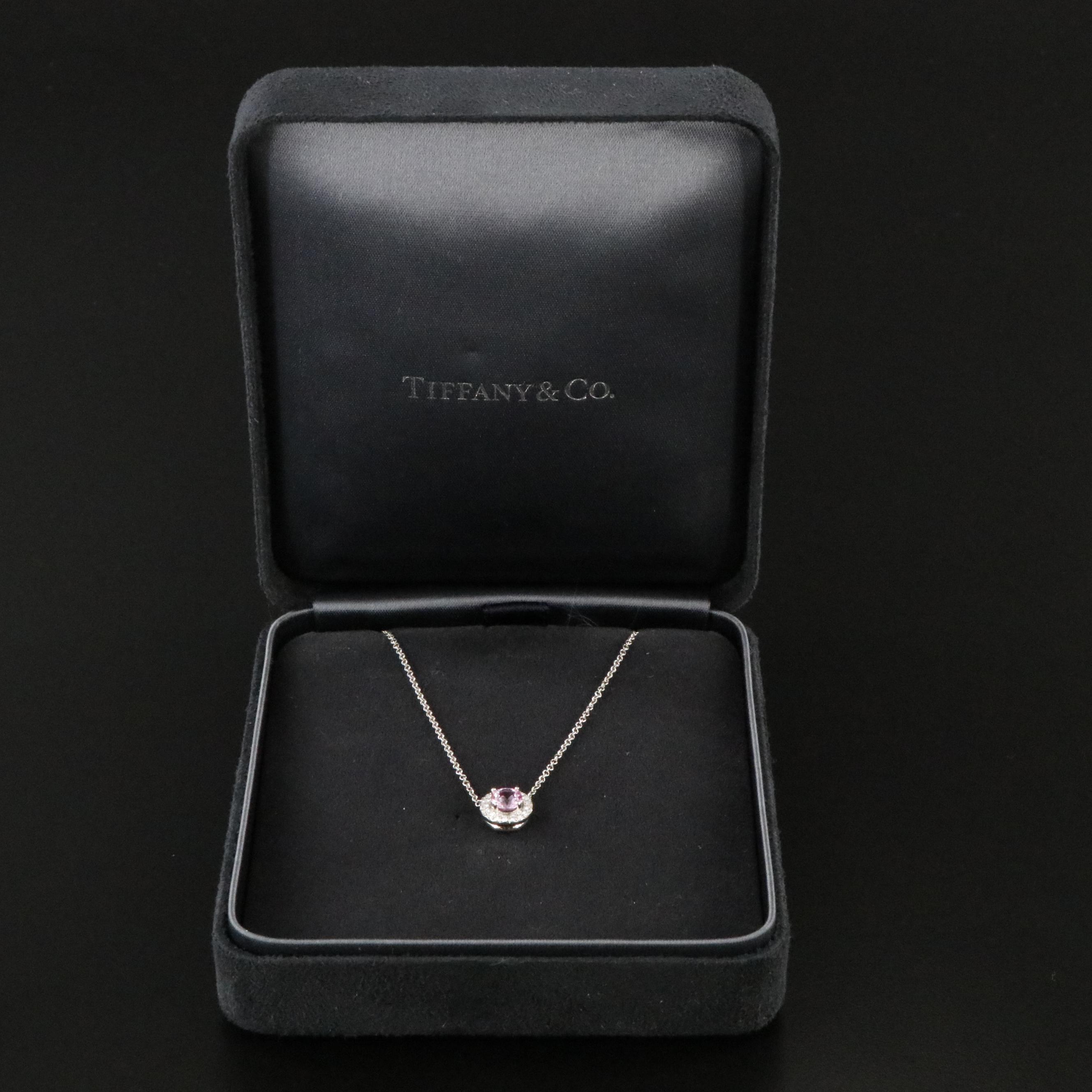Tiffany & Co. Soleste Platinum Pink Sapphire and Diamond Necklace