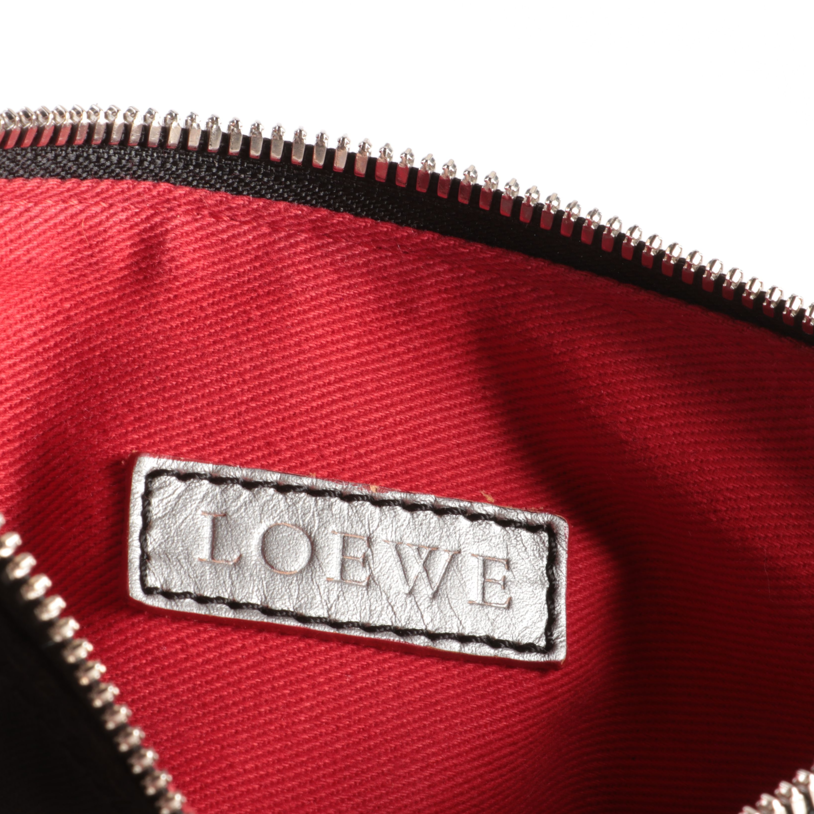 Loewe Embellished Canvas Anagram Shoulder Bag with Silver Leather Trim