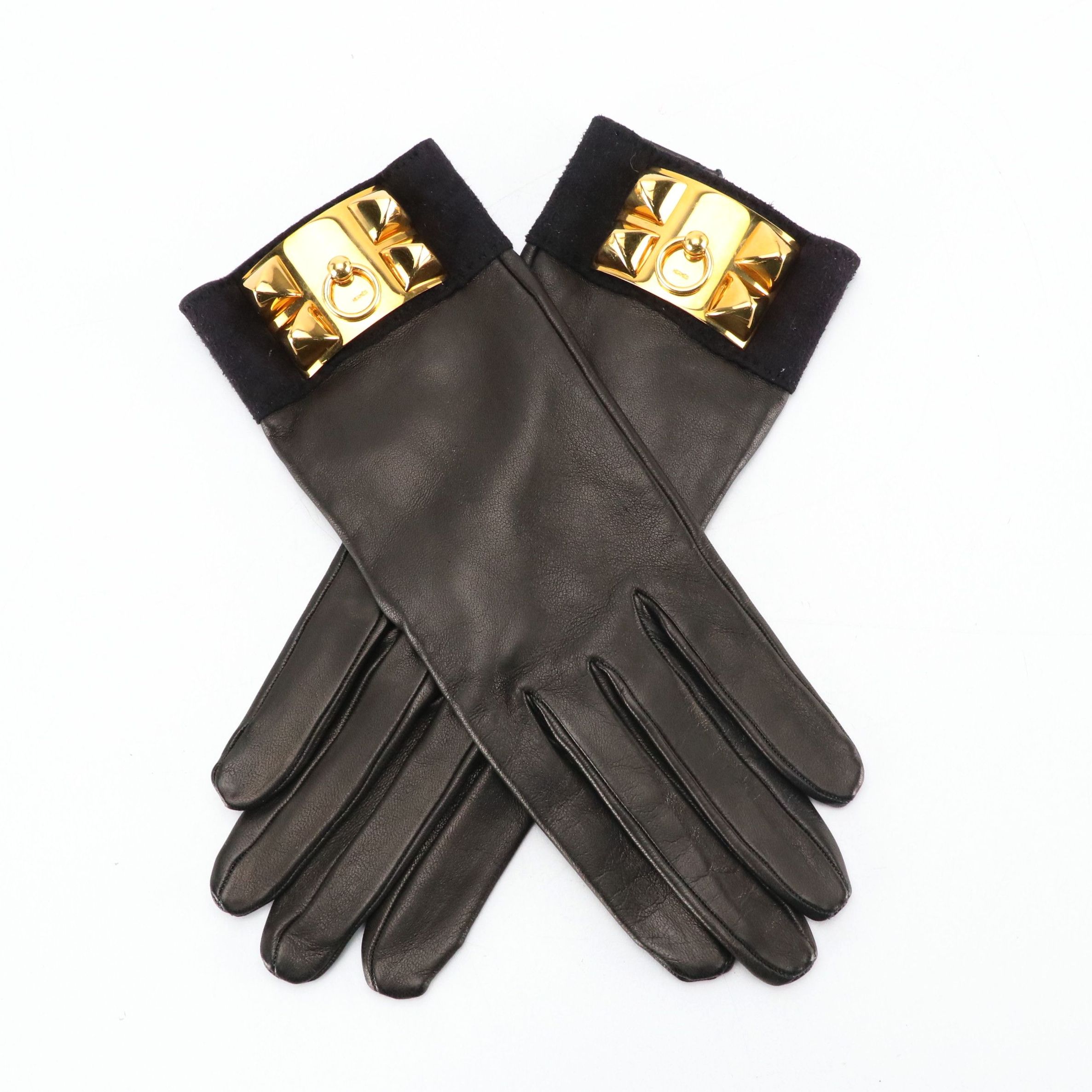 Hermès Studded Lambskin Leather Gloves