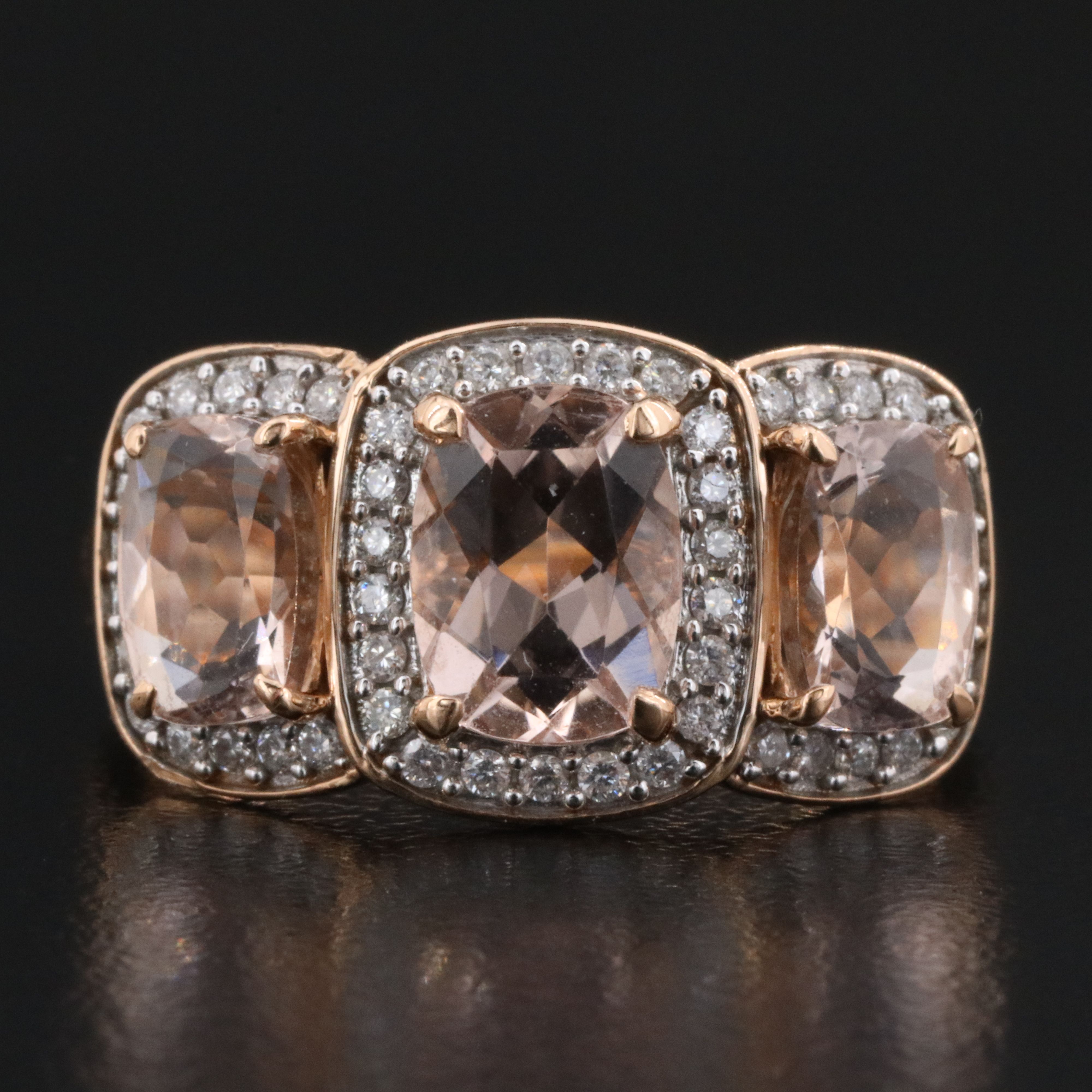 14K Rose Gold Morganite and Diamond Ring