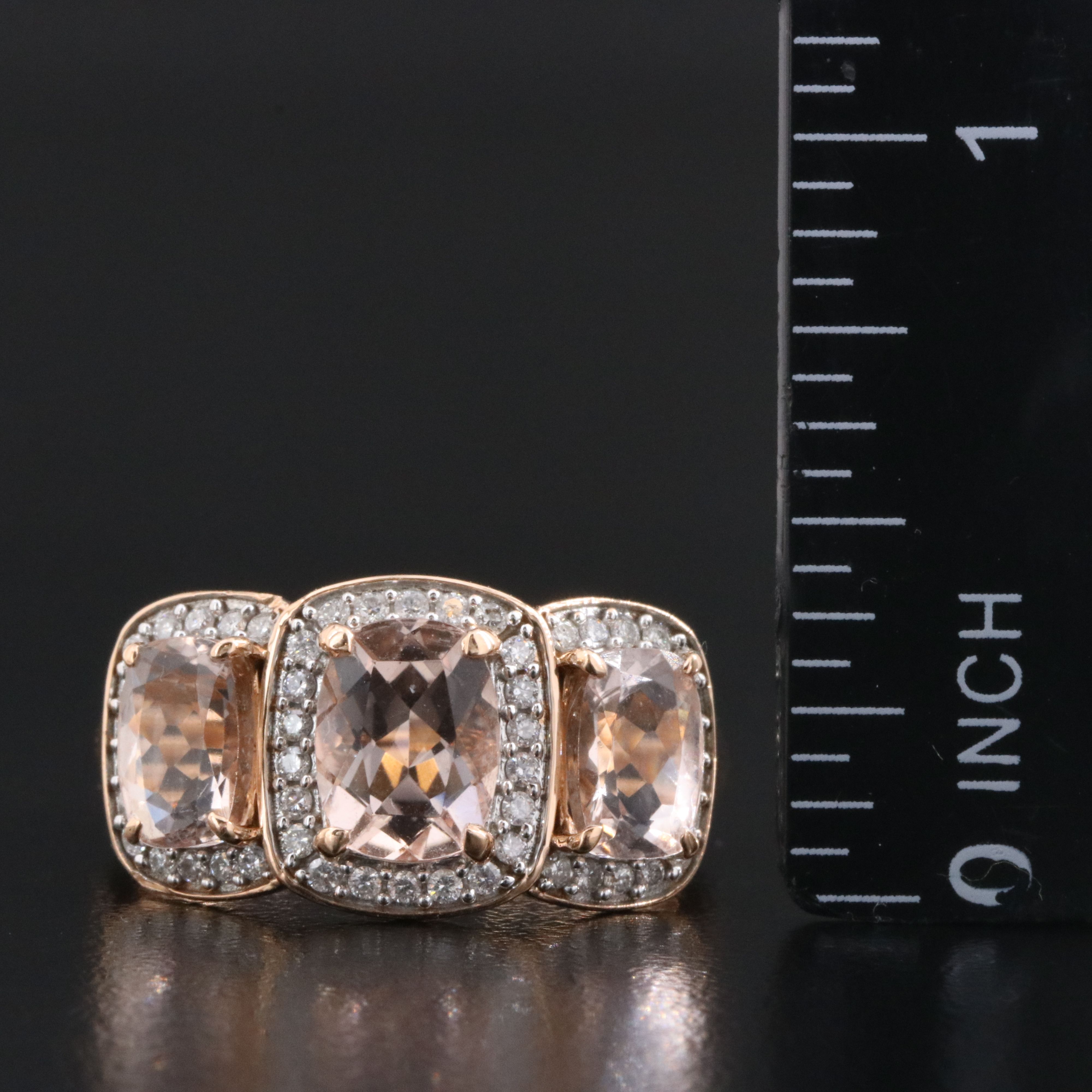 14K Rose Gold Morganite and Diamond Ring