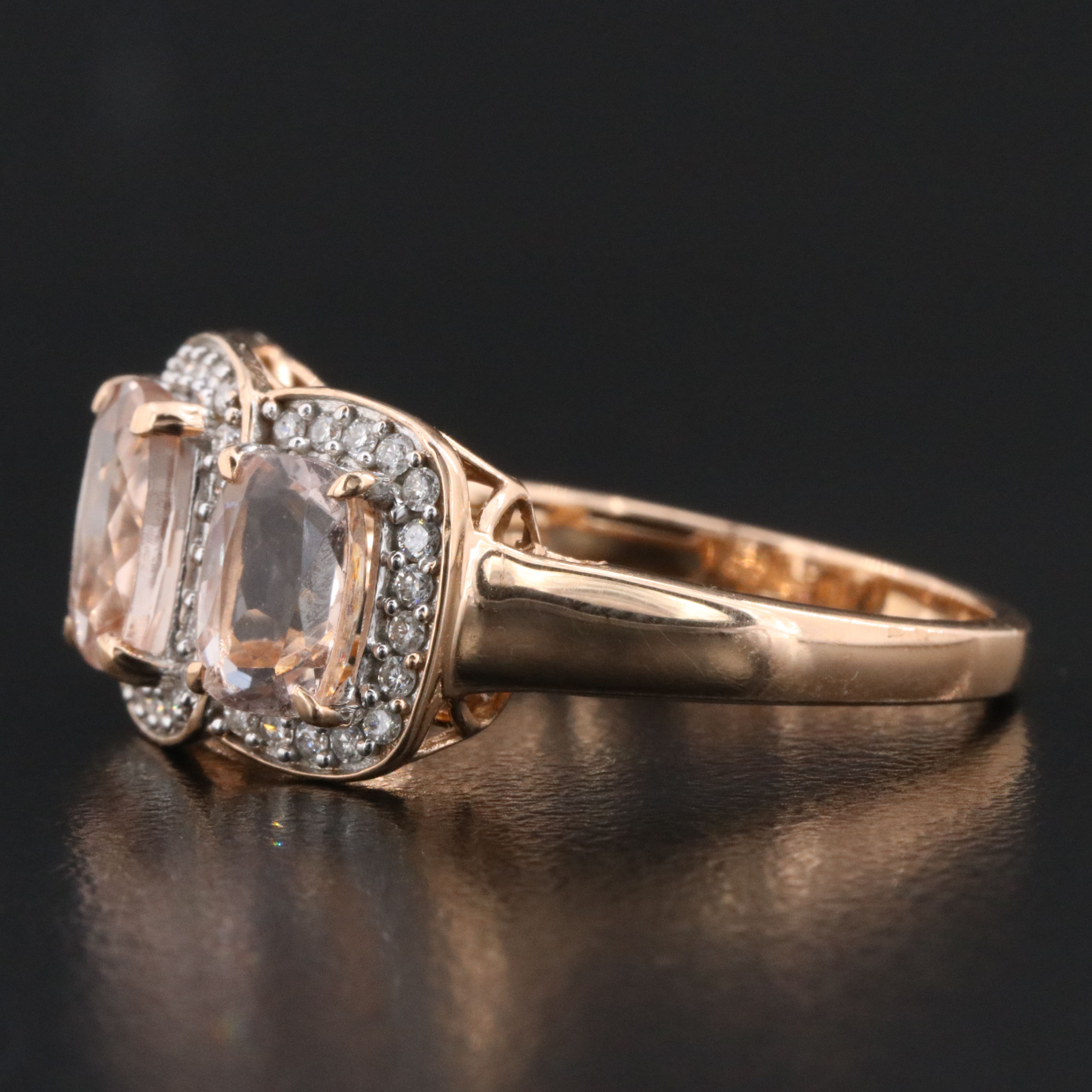 14K Rose Gold Morganite and Diamond Ring