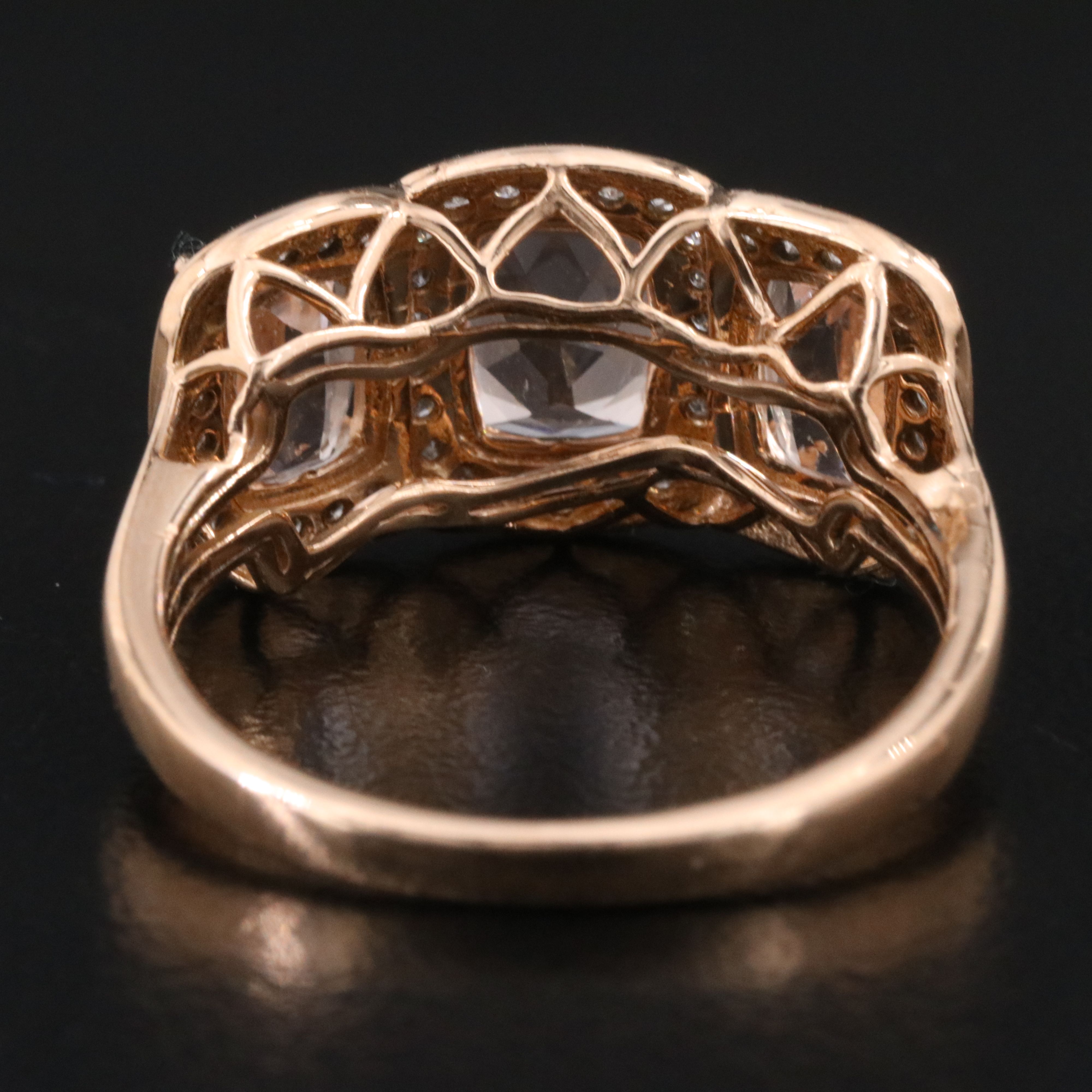 14K Rose Gold Morganite and Diamond Ring