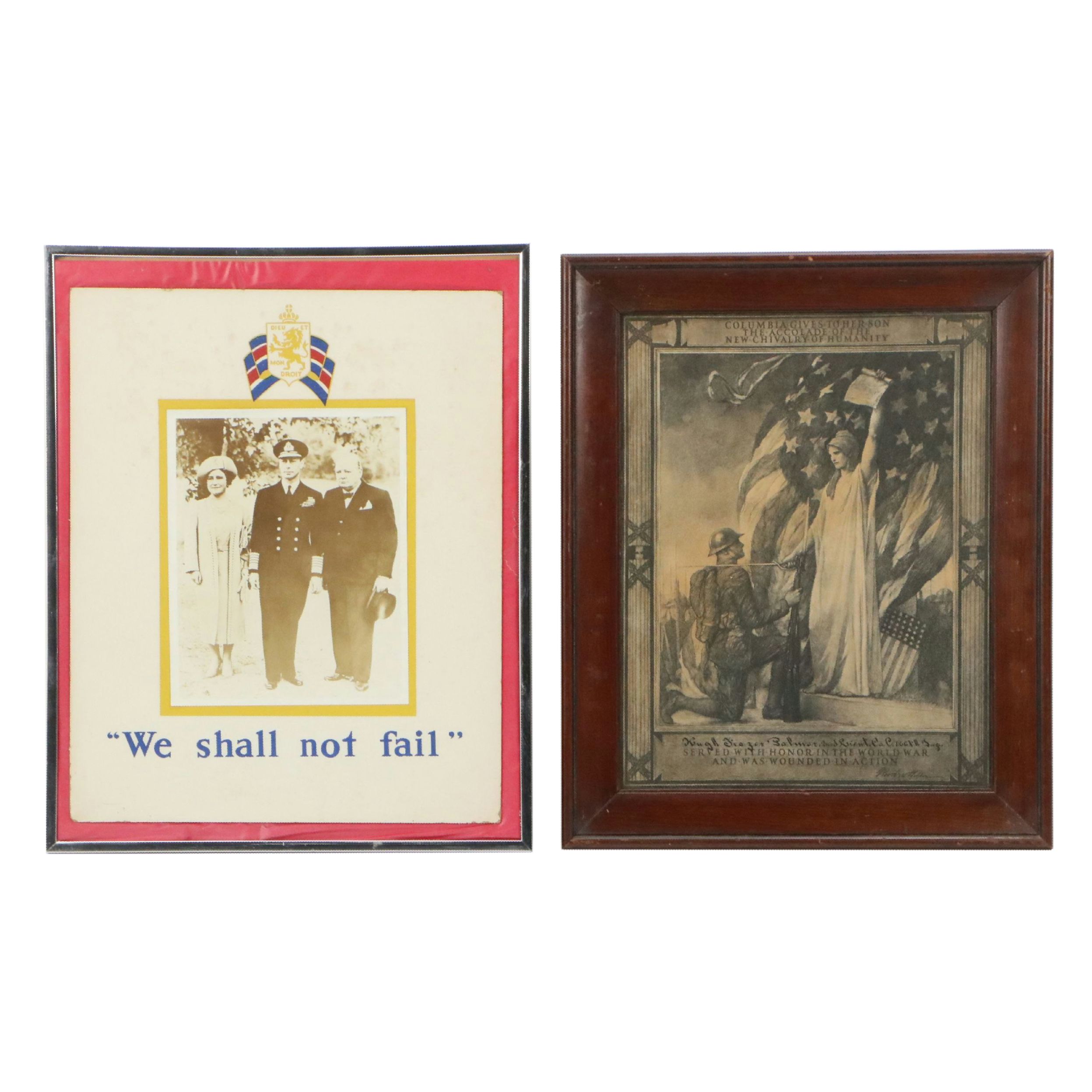 WWI Wounded in Action Certificate Photogravure and Photograph of British Officer