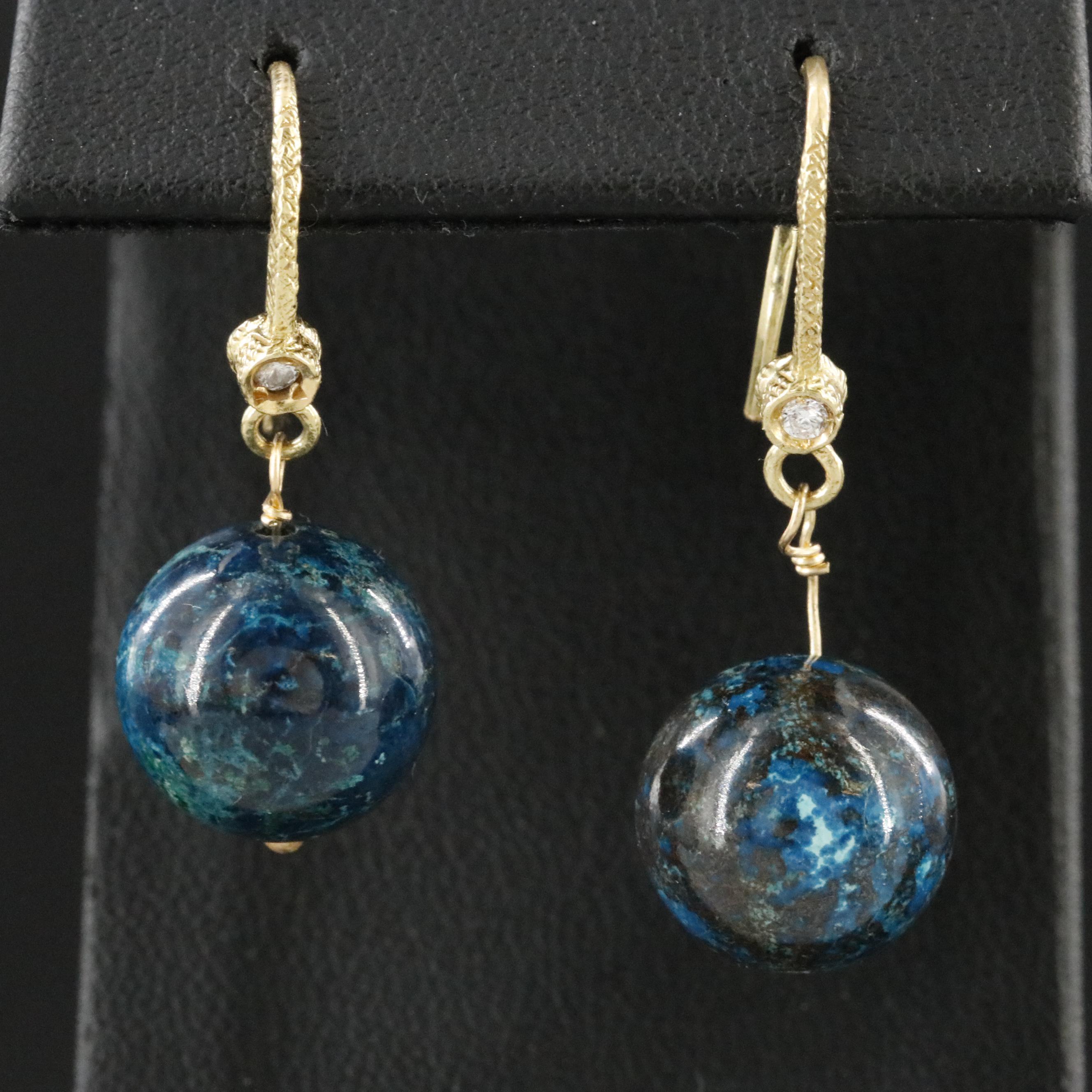 Dominique Cohen 18K Chrysocolla and Diamond Drop Earrings