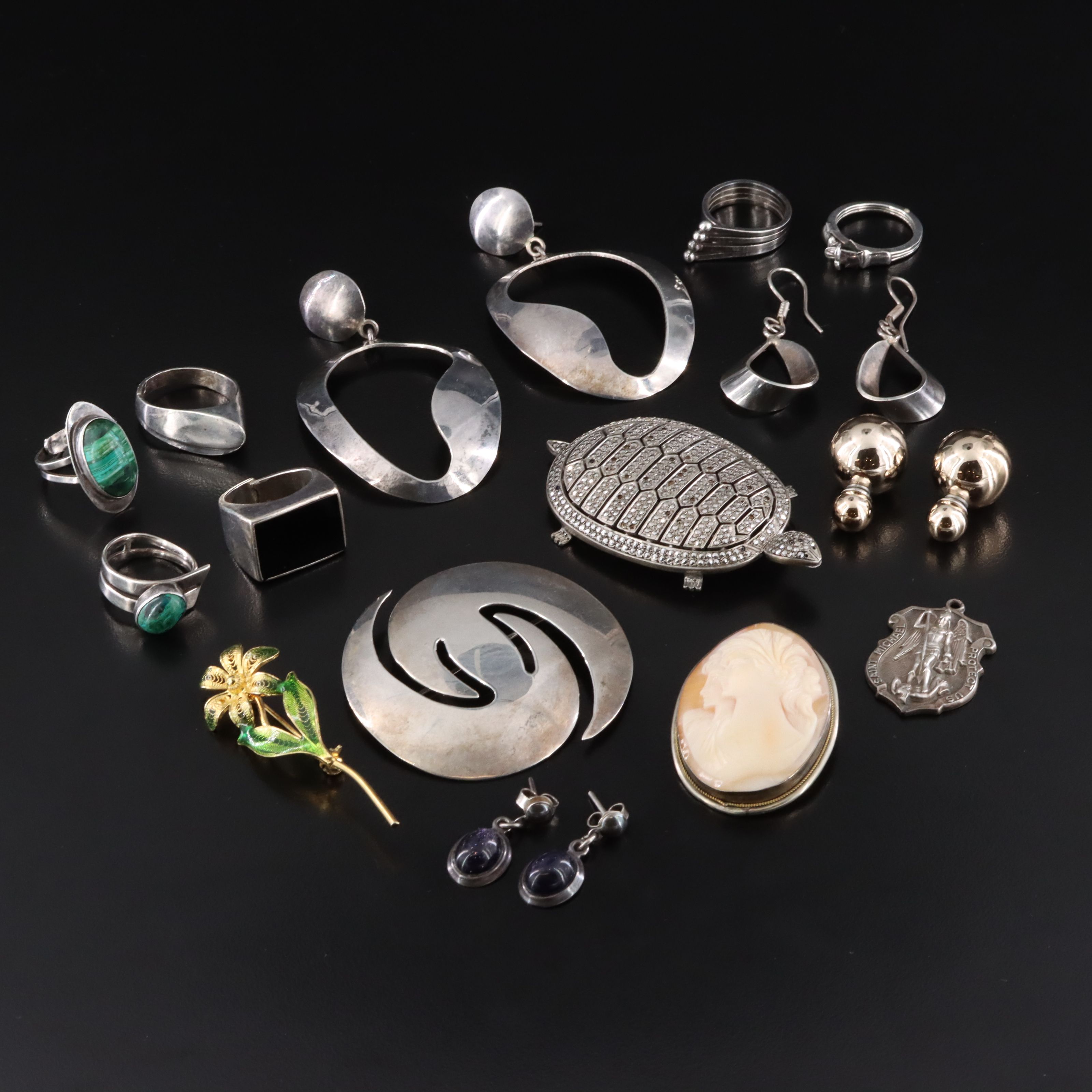 Chrysacolla, Sterling and Cameo Featured in Jewelry Collection