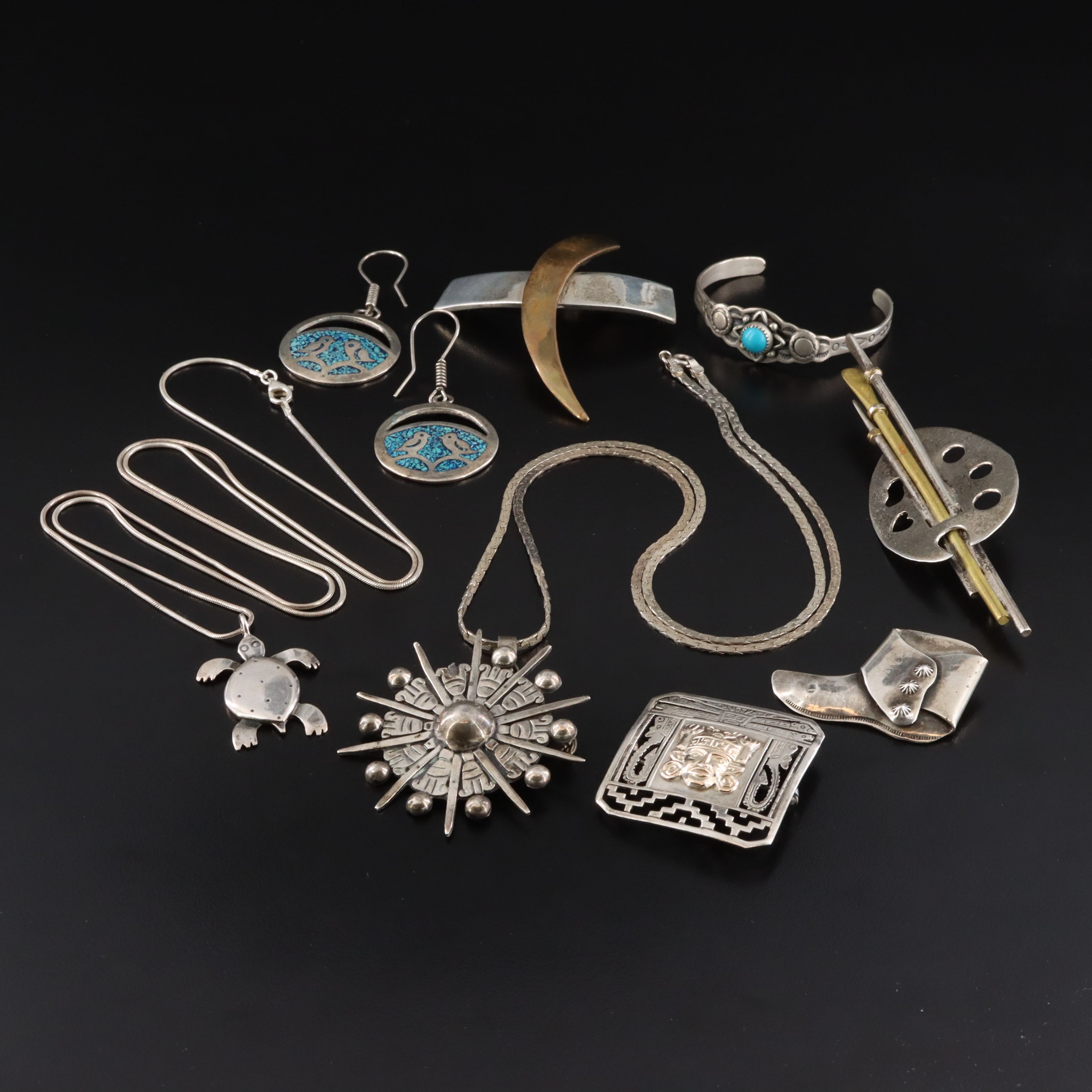 Mexican and Peruvian Converter Brooches Featured in Jewelry Collection