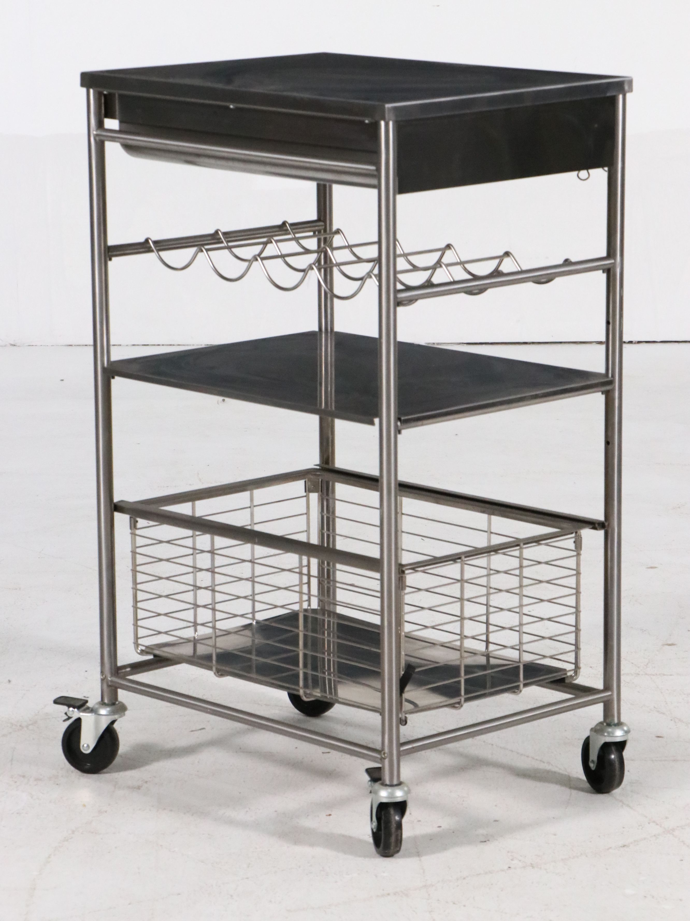 Contemporary Stainless Steel Bar Cart