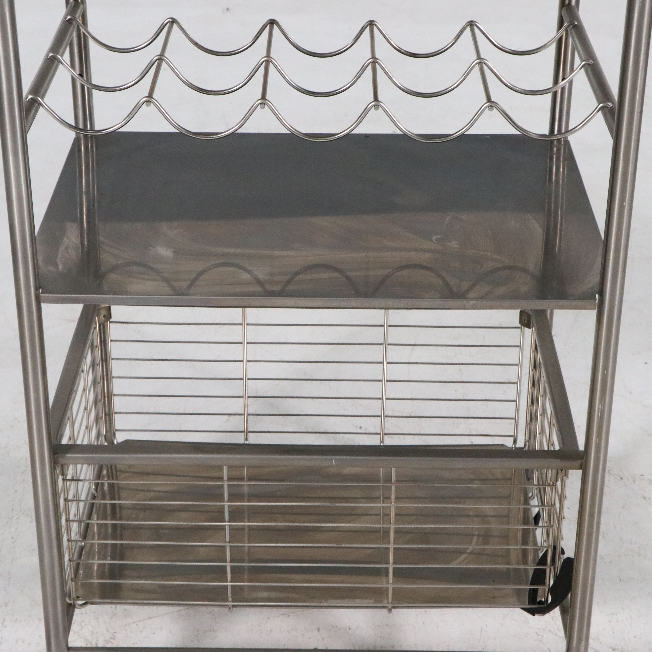 Contemporary Stainless Steel Bar Cart
