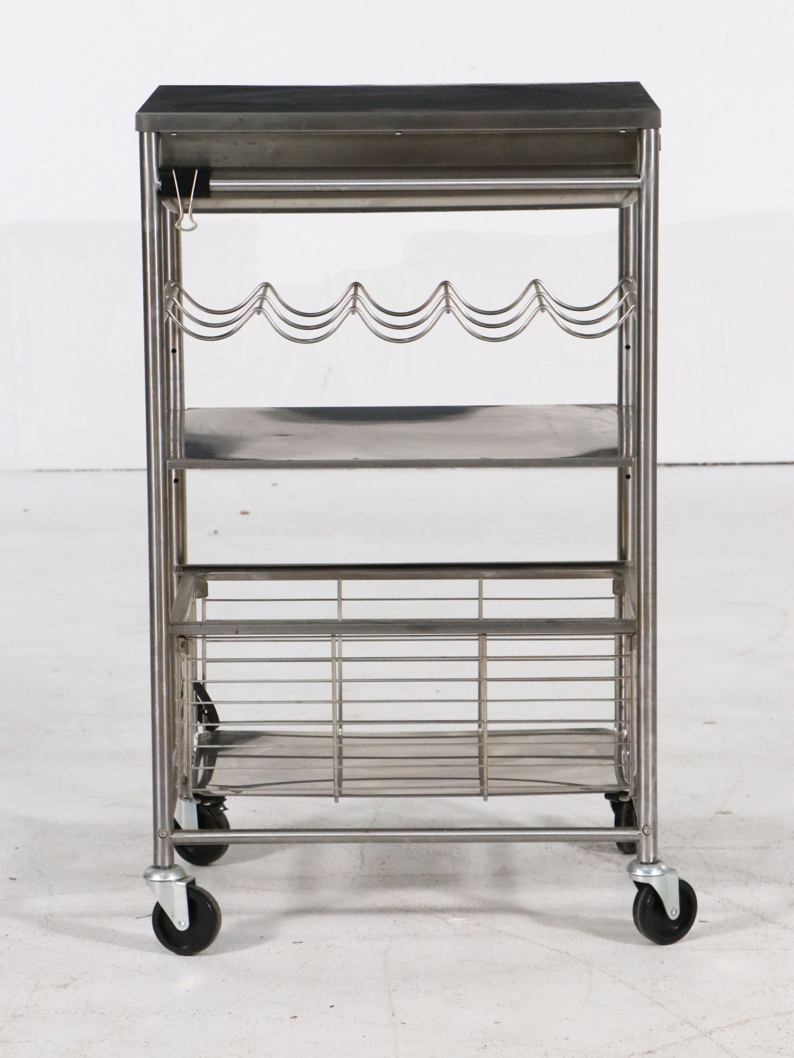 Contemporary Stainless Steel Bar Cart