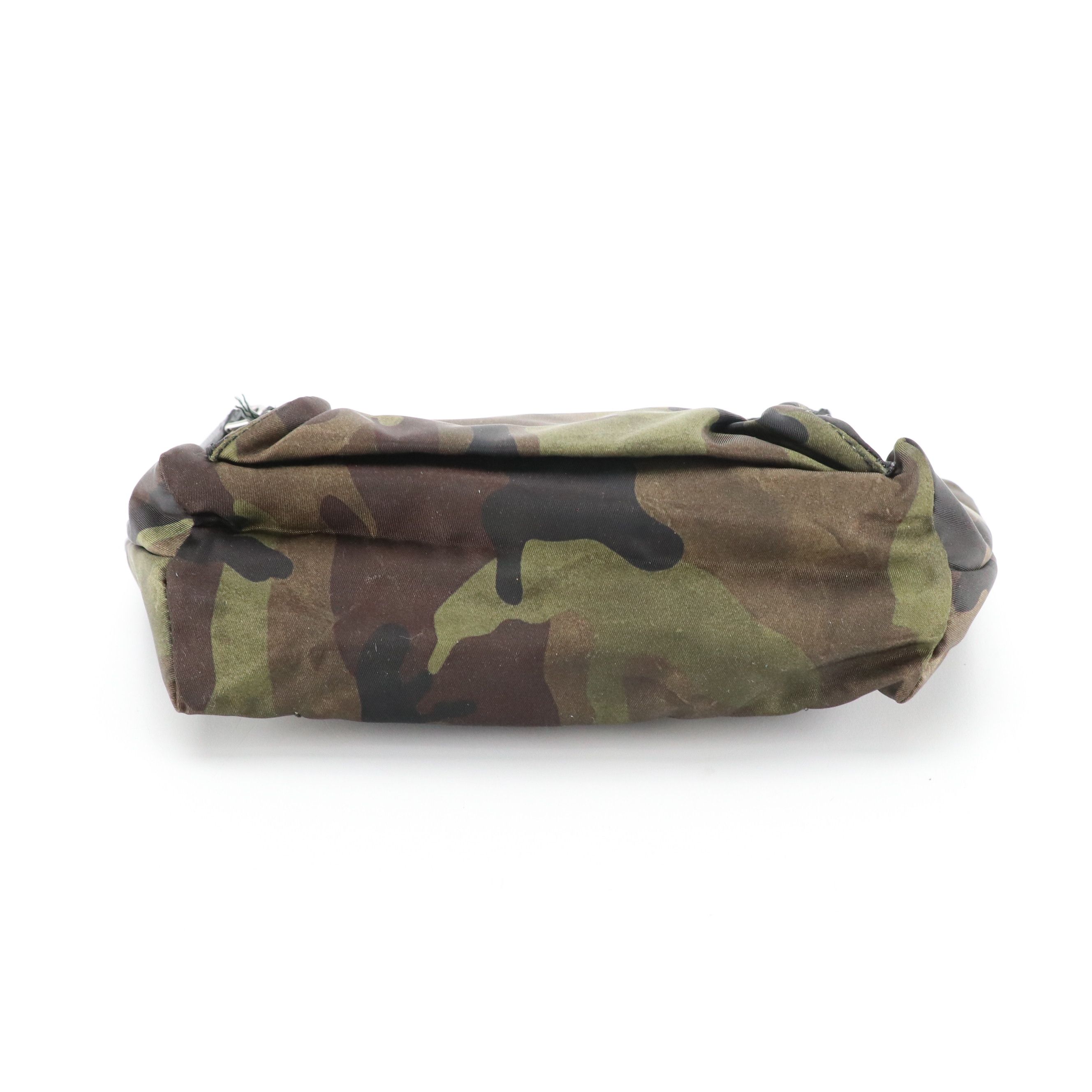 Prada Multi-Pocket Zip Pouch in Camouflage Tessuto Nylon and Leather Accents