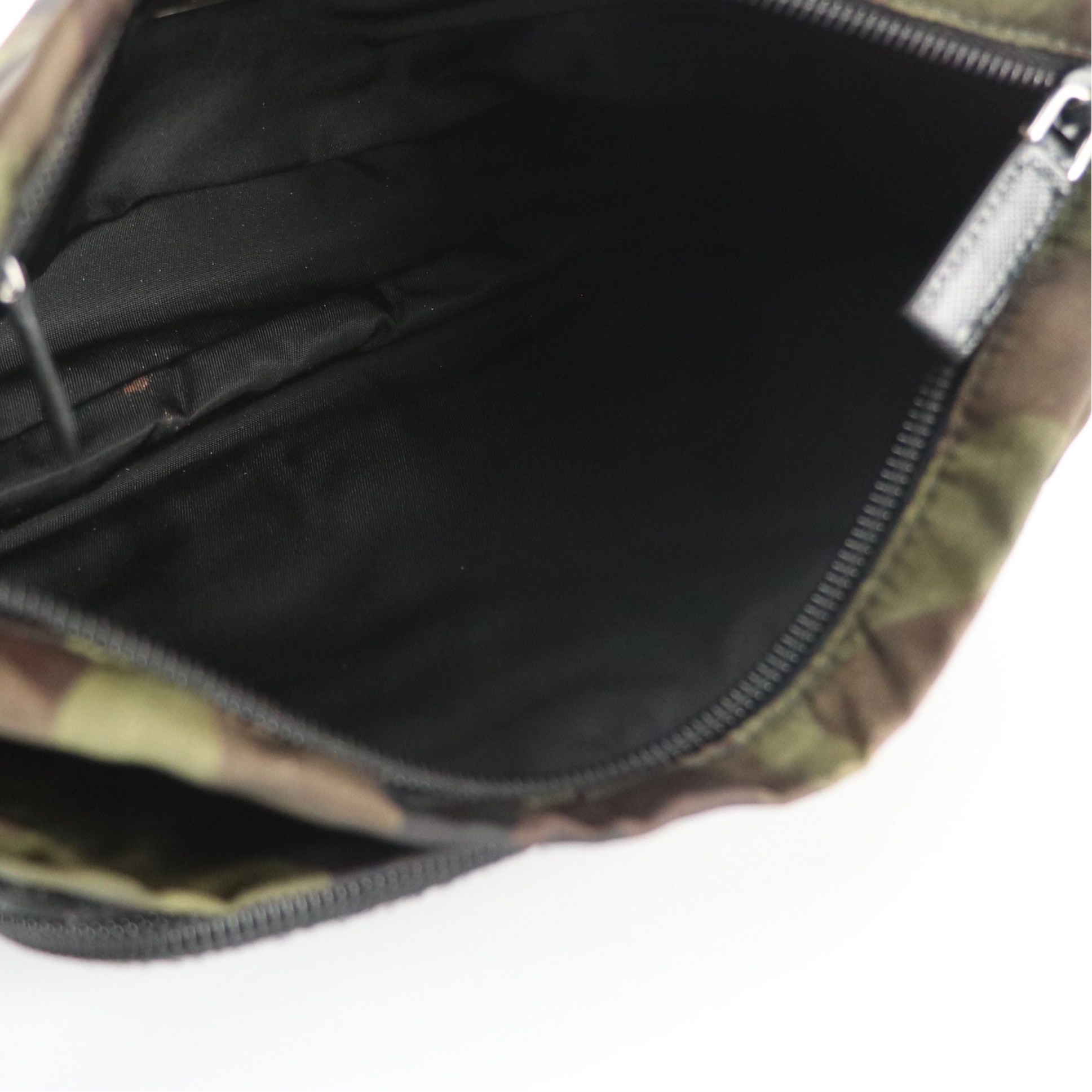 Prada Multi-Pocket Zip Pouch in Camouflage Tessuto Nylon and Leather Accents