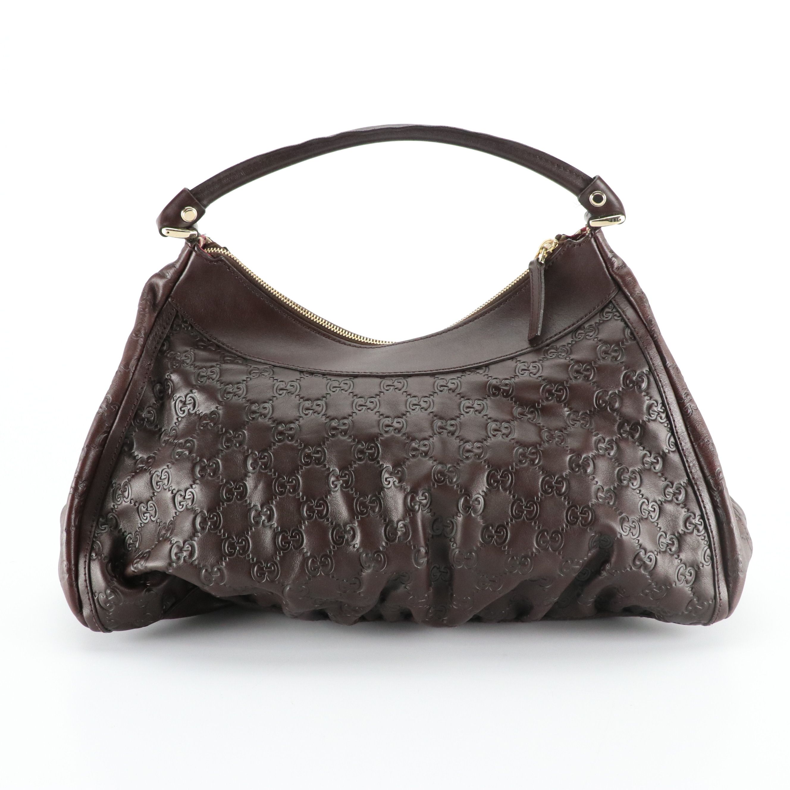 Gucci D-Ring Hobo Shoulder Bag in Dark Brown Guccissima Leather