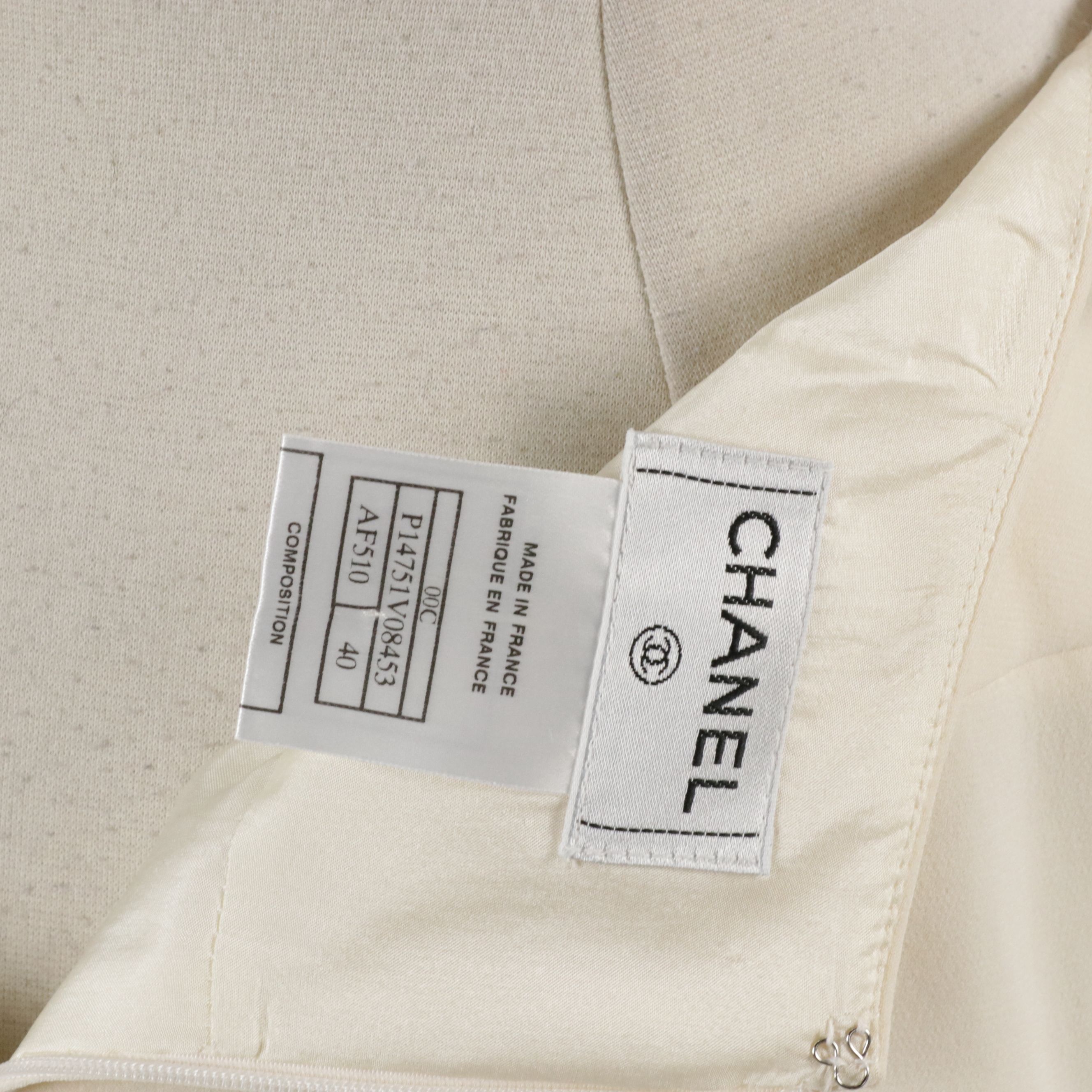 Chanel Cruise Collection Bouclé Knit Jacket with Off-White Silk Skirt and Top