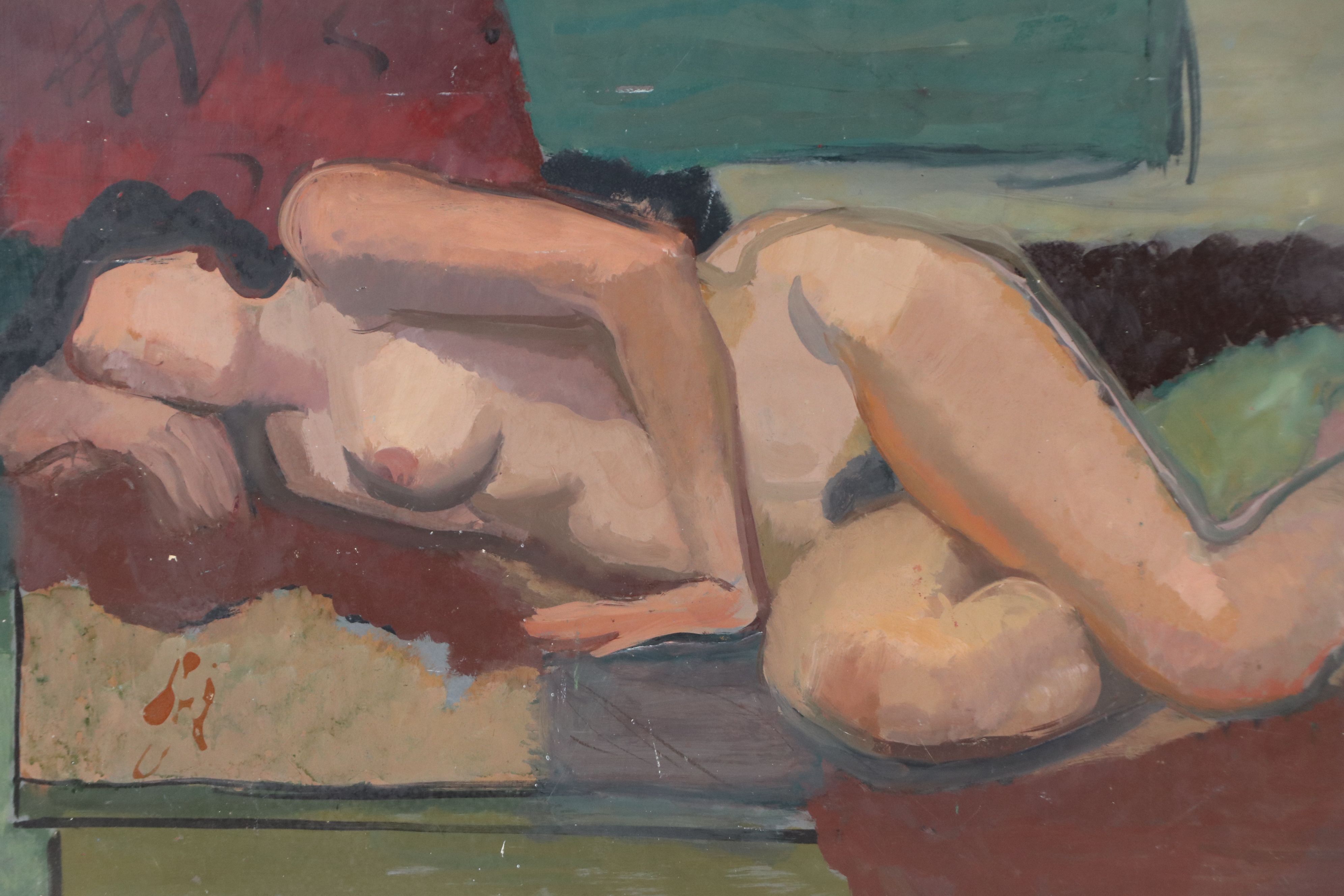Impressionistic Nude Oil Portrait, Mid to Late 20th Century