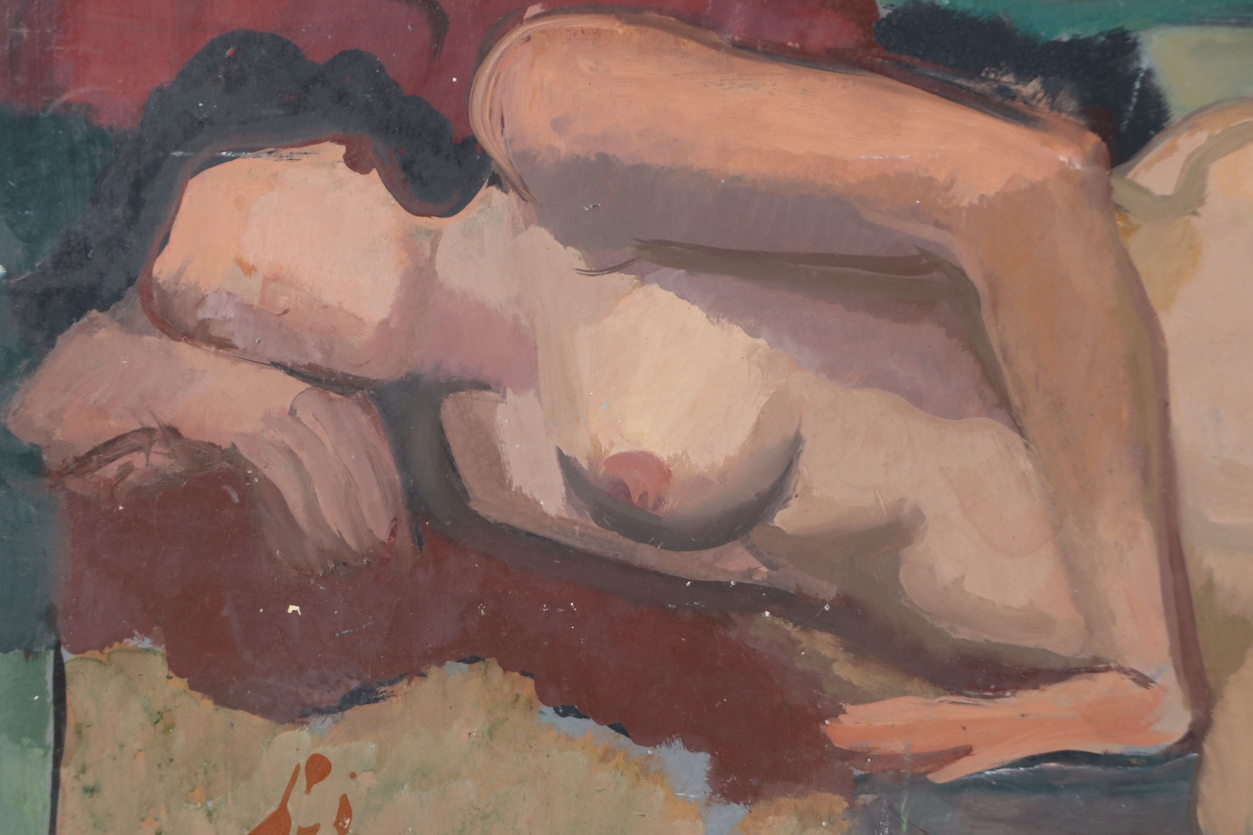 Impressionistic Nude Oil Portrait, Mid to Late 20th Century